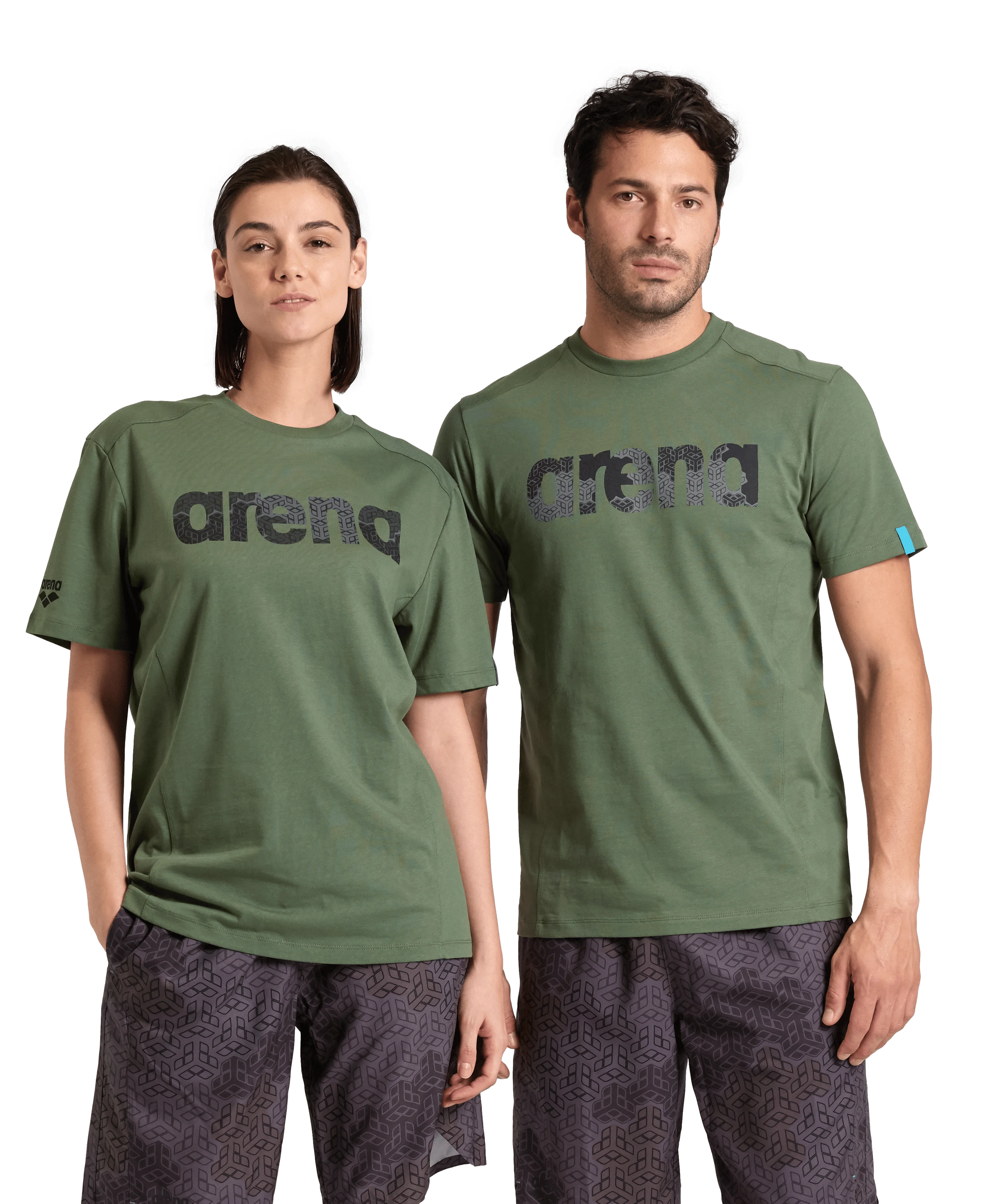 Arena Unisex T-shirt Cotton Logo Sage Made In Green Oeko Tex Recycled Fabric Designed In Italy