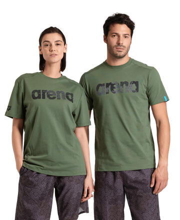 Arena Unisex T-shirt Cotton Logo Sage Made In Green Oeko Tex Recycled Fabric Designed In Italy