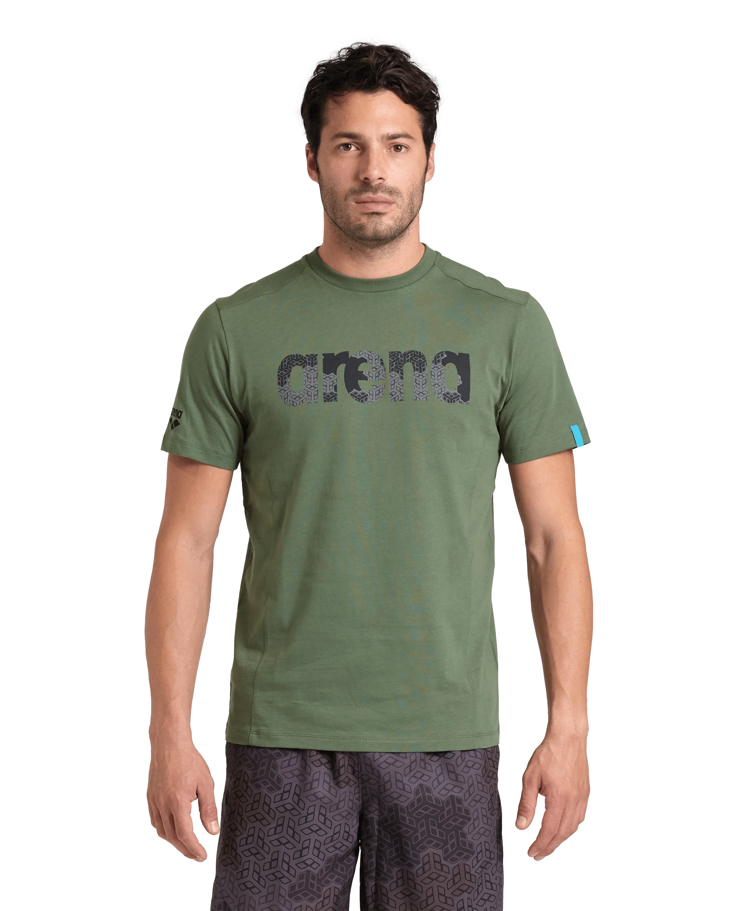 Arena Unisex T-shirt Cotton Logo Sage Made In Green Oeko Tex Recycled Fabric Designed In Italy
