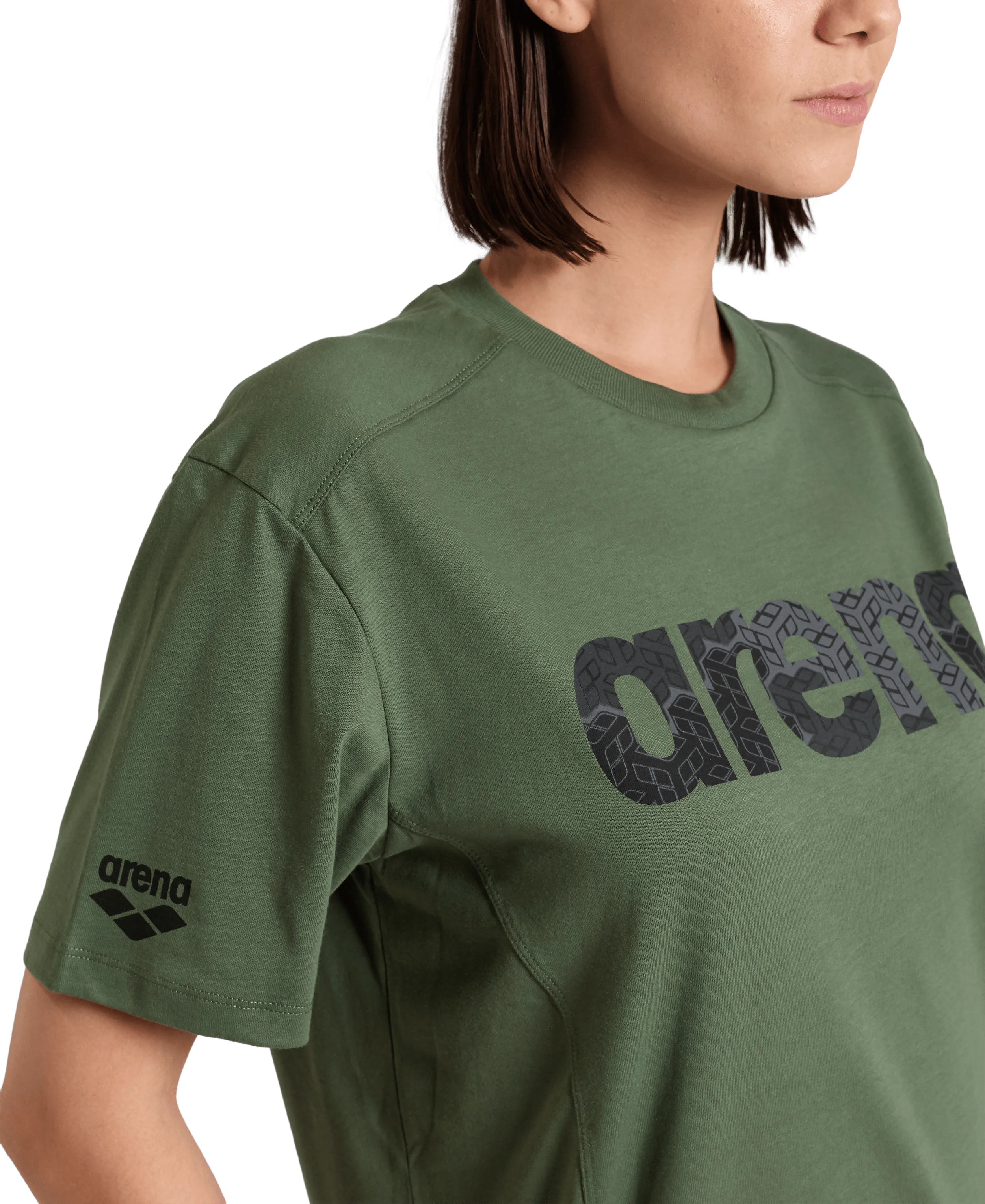 Arena Unisex T-shirt Cotton Logo Sage Made In Green Oeko Tex Recycled Fabric Designed In Italy