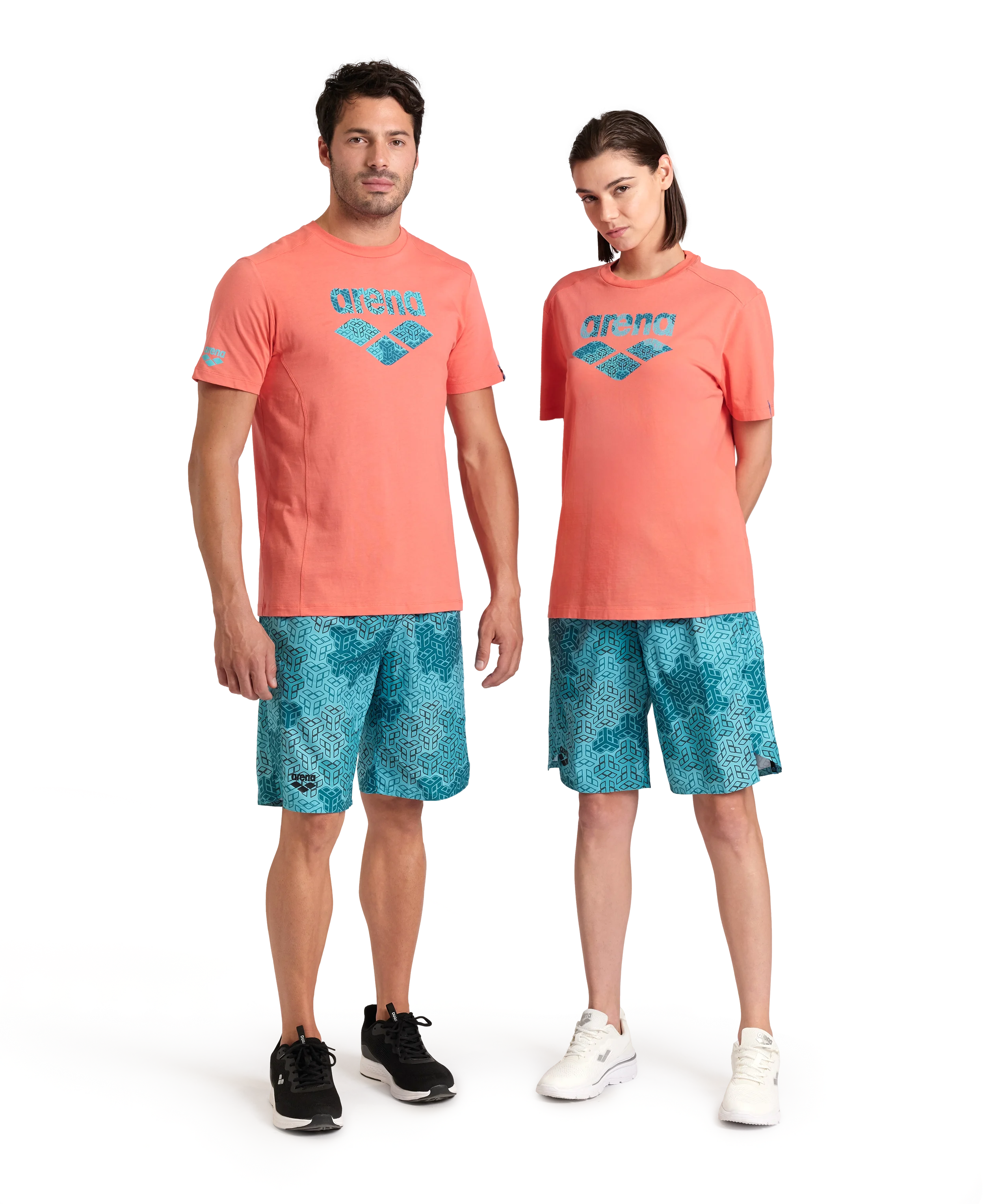 Arena Unisex T-shirt Cotton Logo Calypso Coral Made In Green Oeko Tex Recycled Fabric Designed In Italy