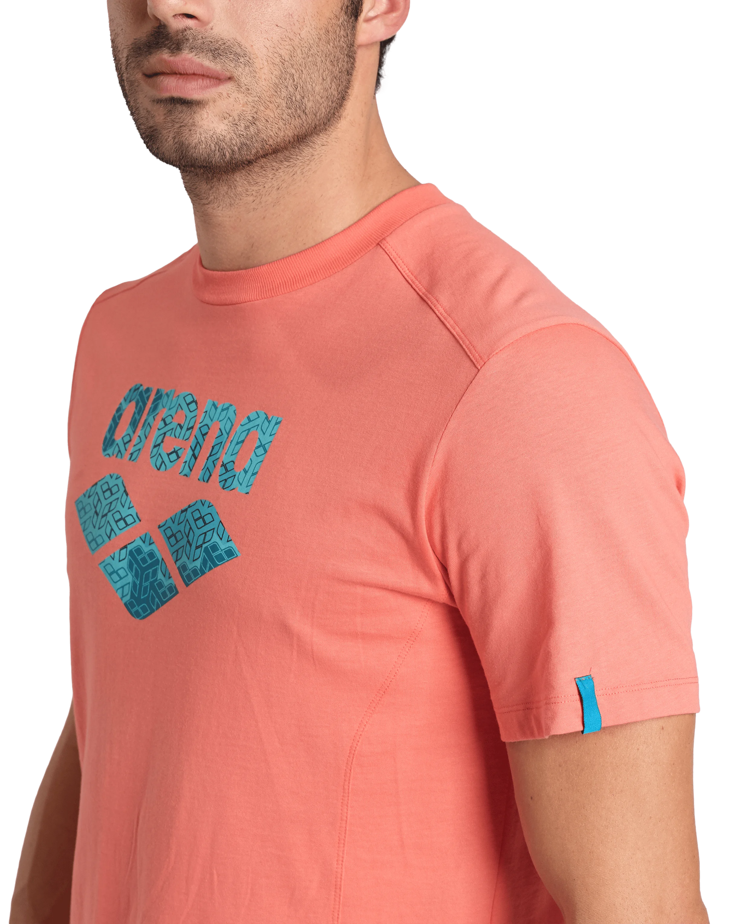 Arena Unisex T-shirt Cotton Logo Calypso Coral Made In Green Oeko Tex Recycled Fabric Designed In Italy