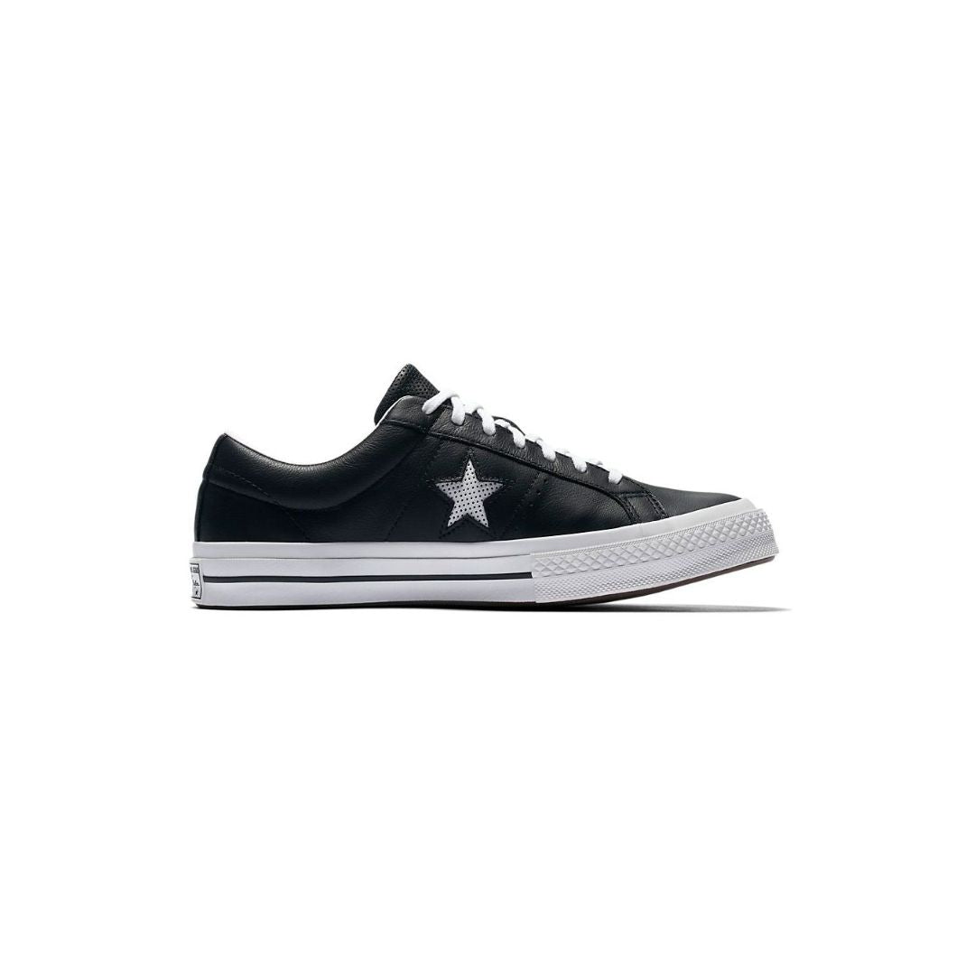 Converse Men's One Star Perforated Leather Low Top Black White