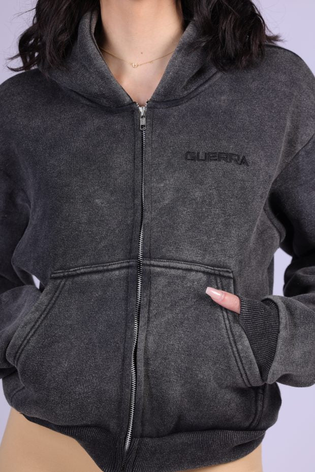 Guerra Acid Wash Boyfriend Fleece Hoodie