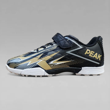 Peak Kids Soccer Shoes Turf Velcro Black Gold EK3157F
