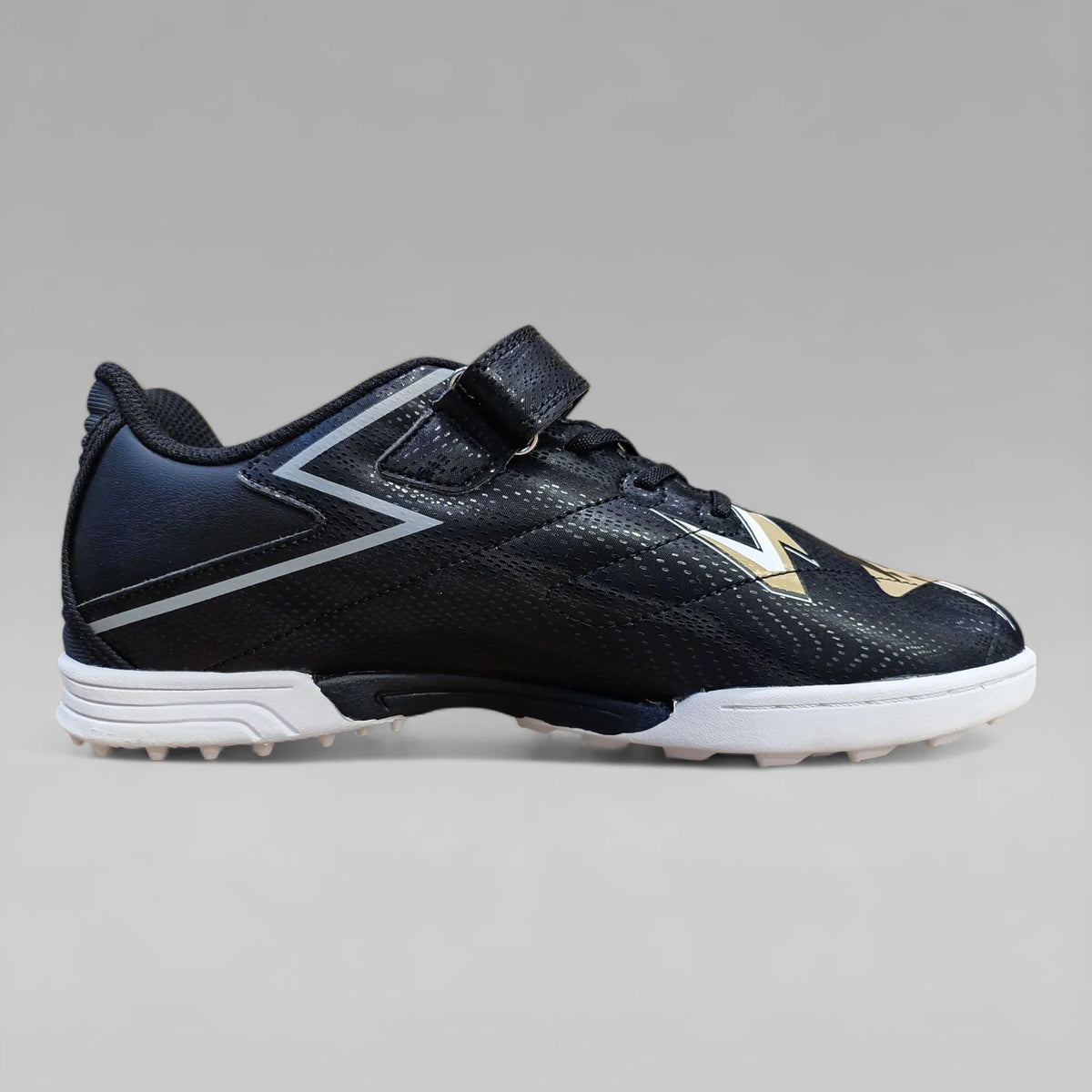 Peak Kids Soccer Shoes Turf Velcro Black Gold EK3157F