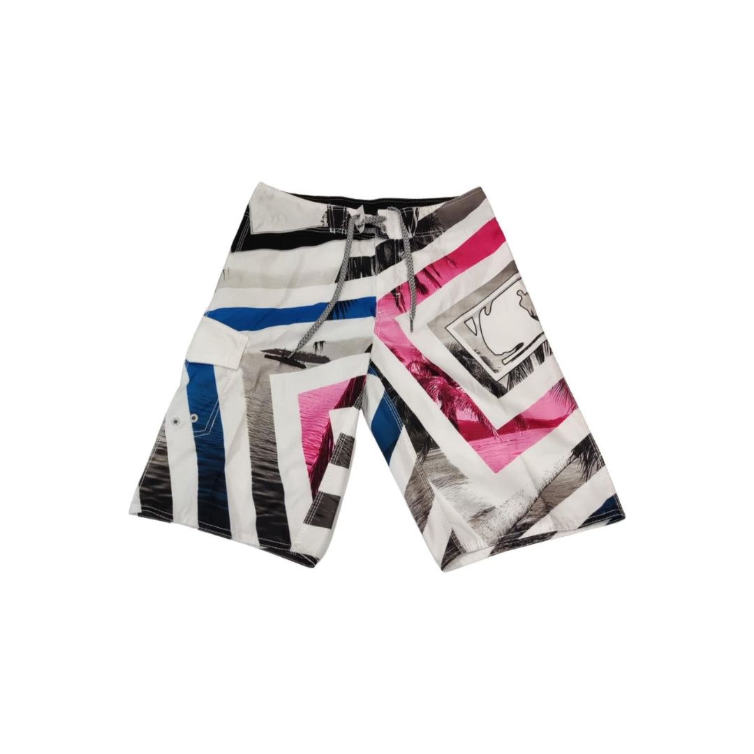 Island Haze Men's White Square Geometry Boardshorts