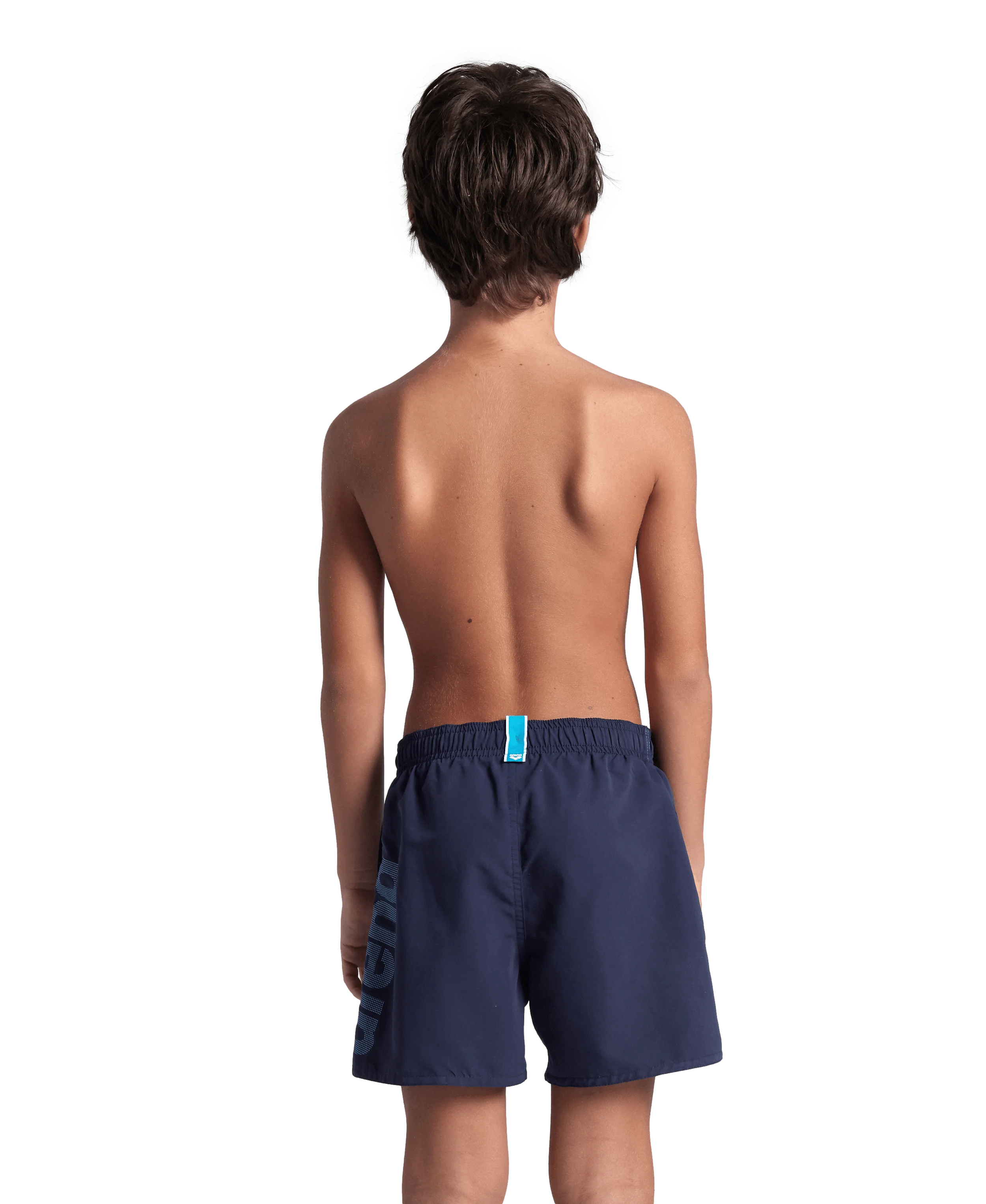 Arena Boys Beach Swimwear Fundamentals Logo Boxer Navy Turquoise Length 32cm