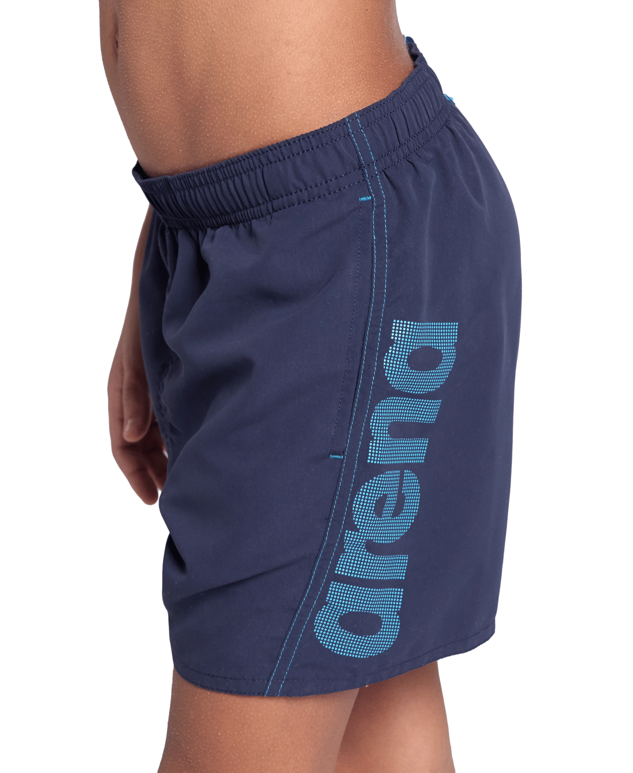 Arena Boys Beach Swimwear Fundamentals Logo Boxer Navy Turquoise Length 32cm