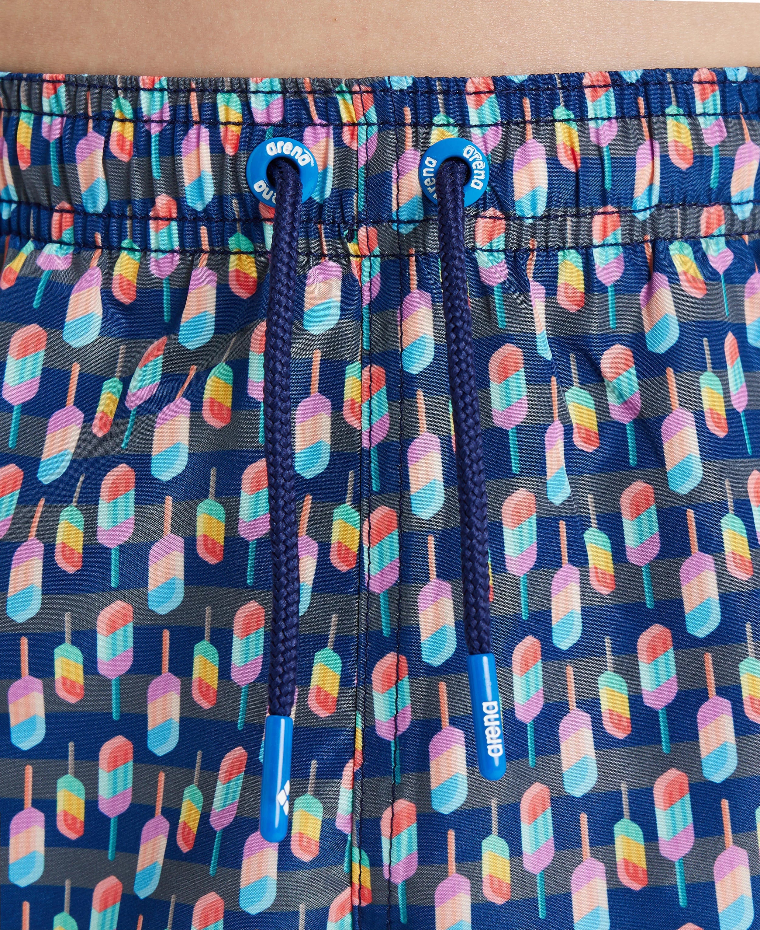 Arena Boys Junior Beach Swimwear Boxer All Over Asphalt Multi Length 32cm