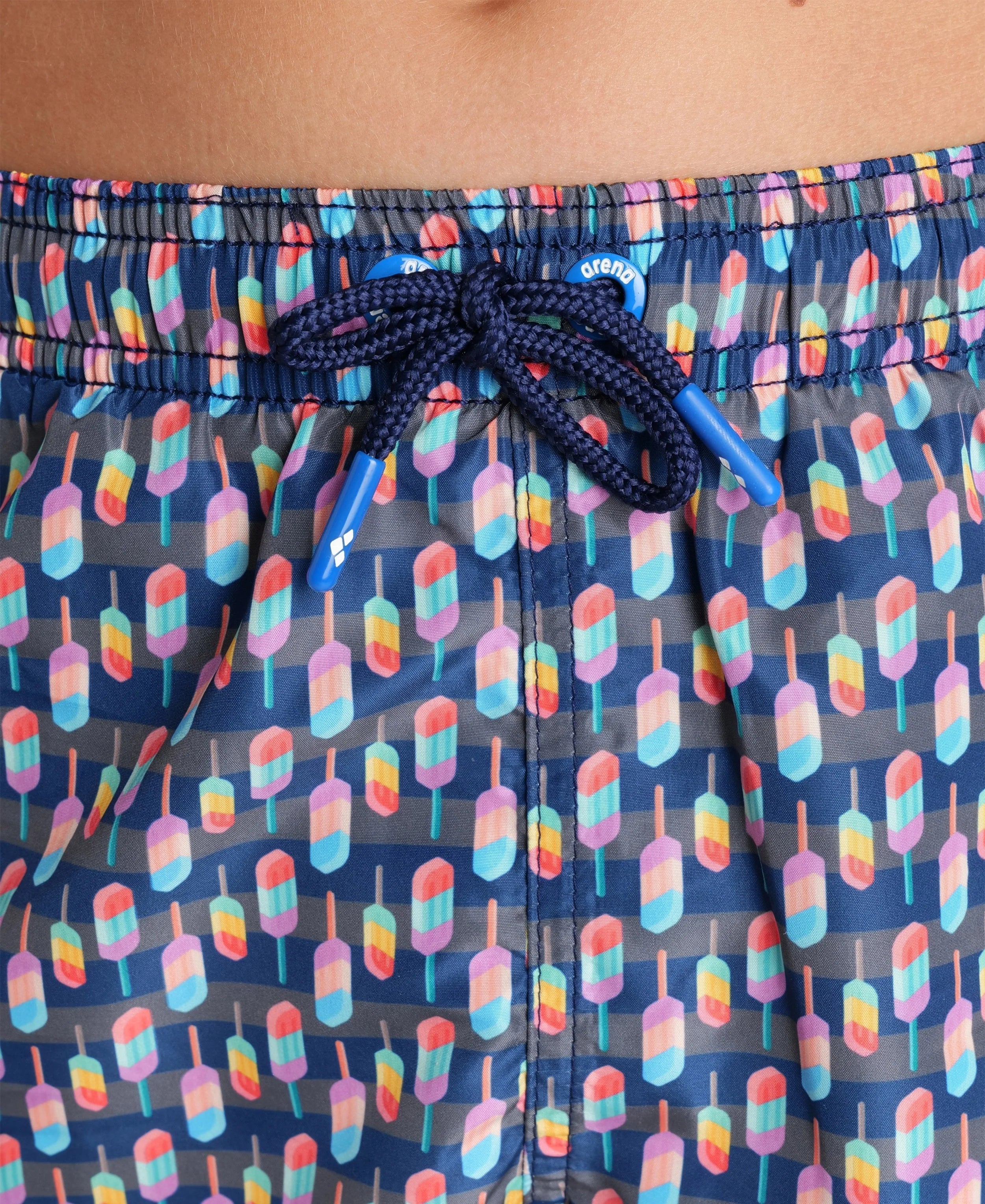 Arena Boys Junior Beach Swimwear Boxer All Over Asphalt Multi Length 32cm
