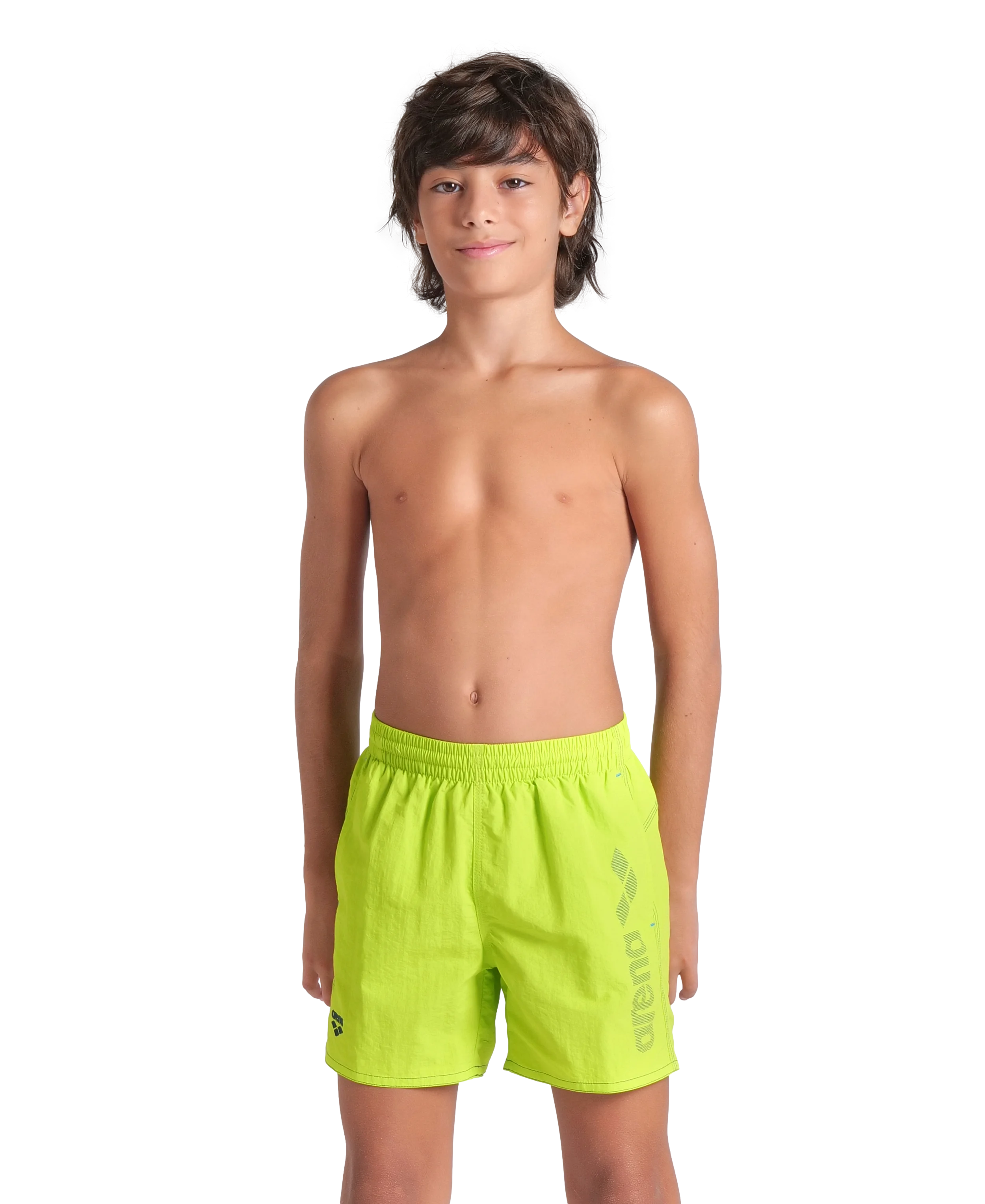 Arena Boys Junior Beach Swimwear Boxer Logotype Artic Lime Mangrove Length 32cm