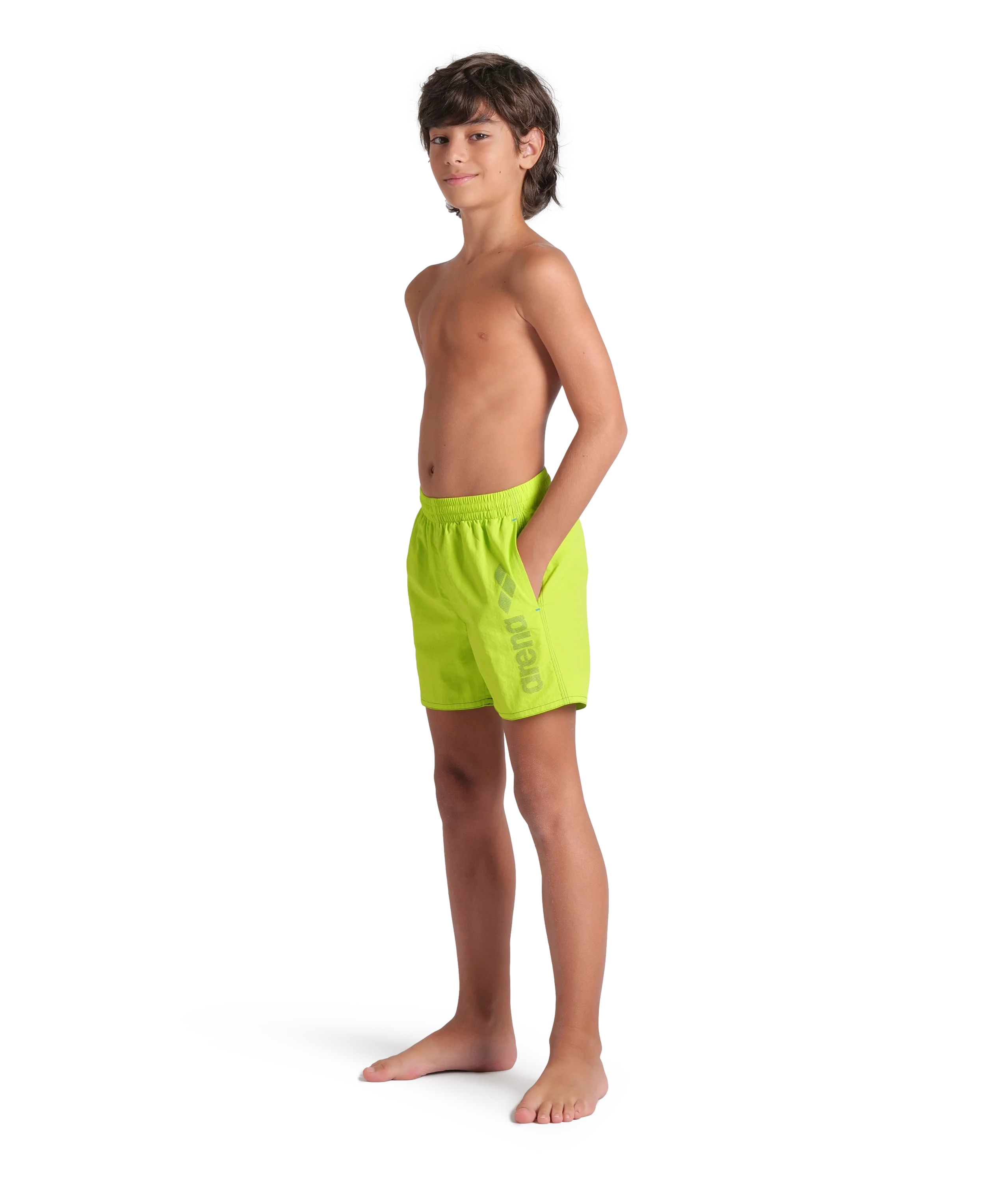 Arena Boys Junior Beach Swimwear Boxer Logotype Artic Lime Mangrove Length 32cm