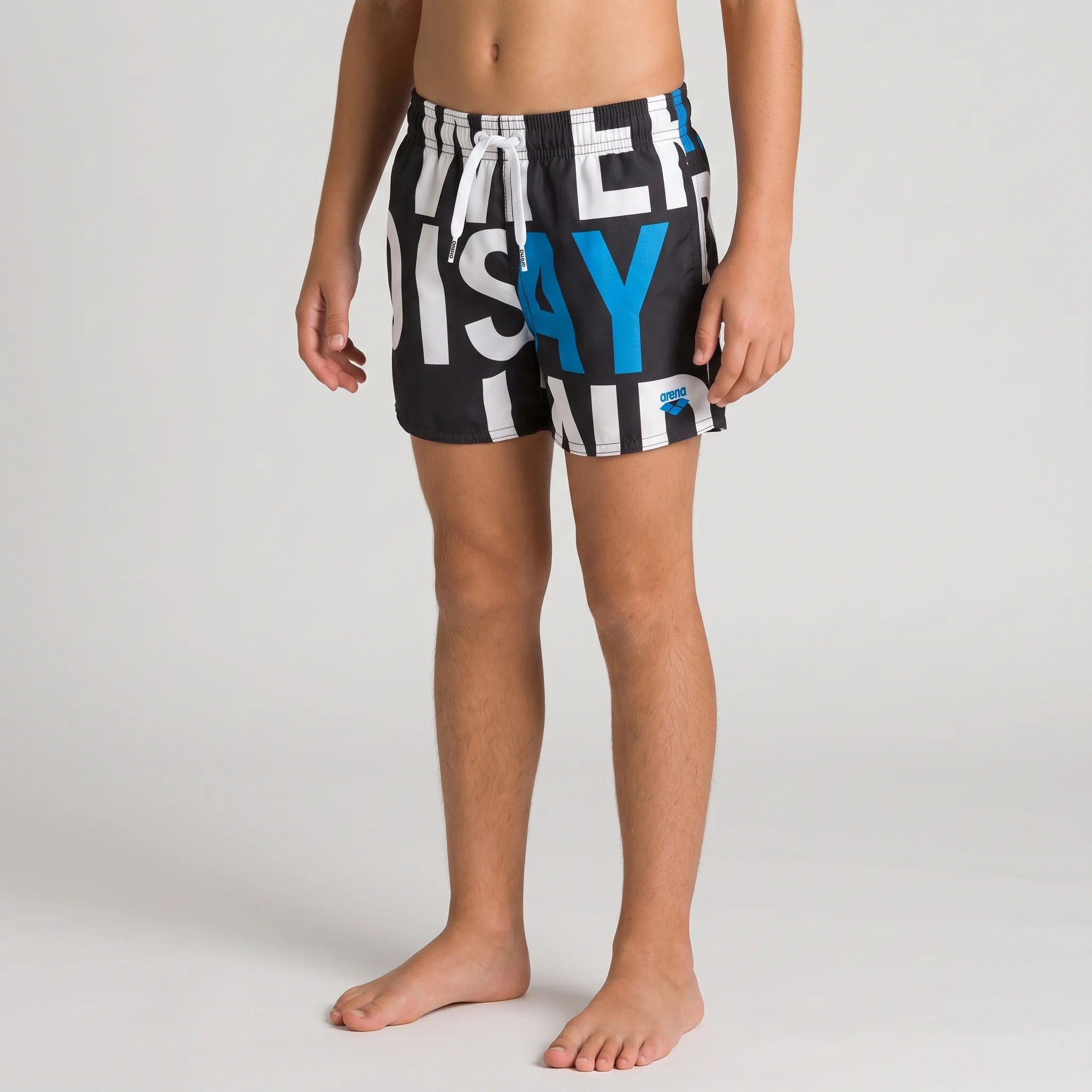 Arena Boys Beachwear Swim Boxers Manifesto Black 32cm