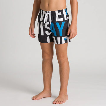 Arena Boys Beachwear Swim Boxers Manifesto Black 32cm