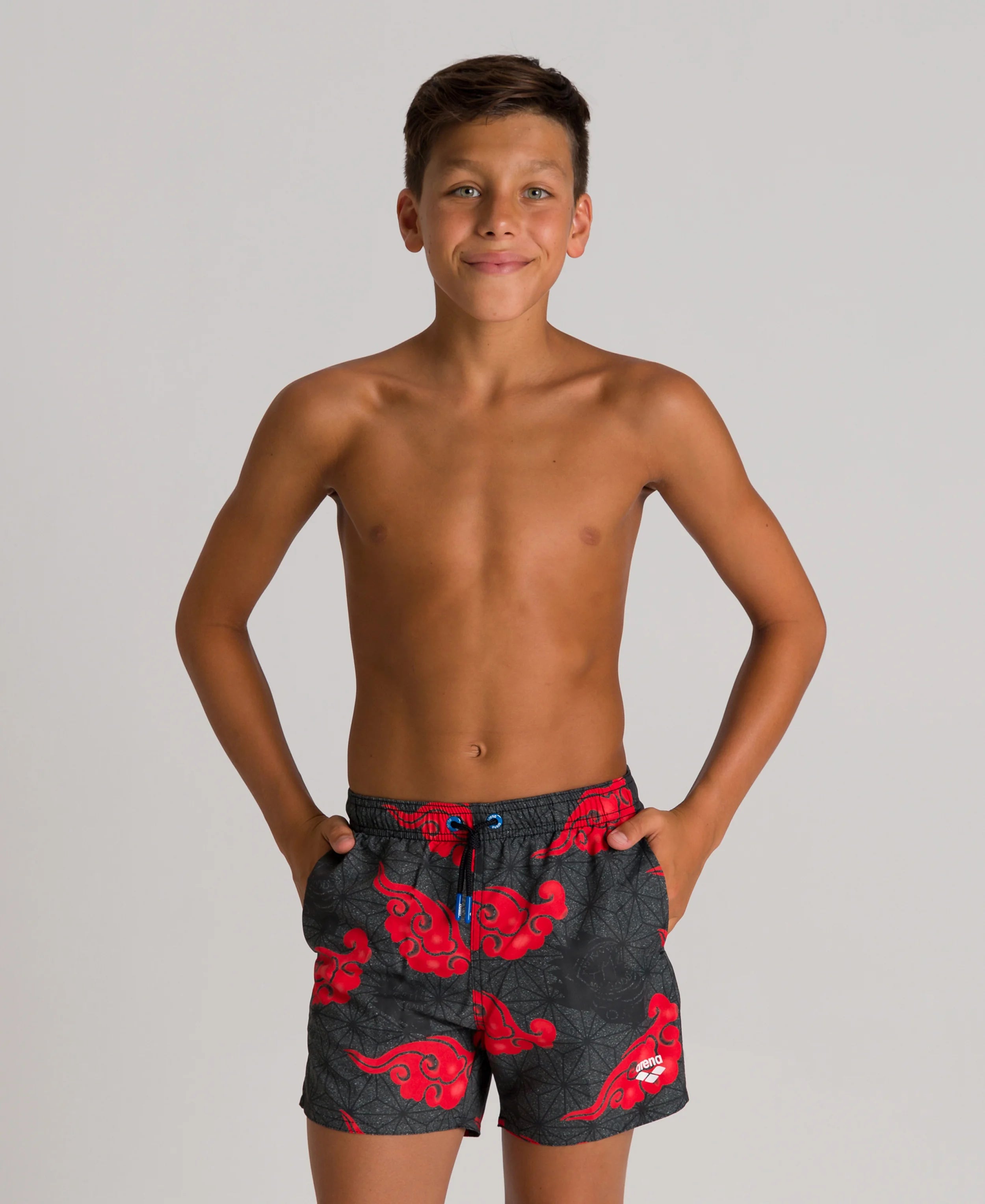 Arena Boys Beachwear Swim Boxers Marau Black Multi 32cm