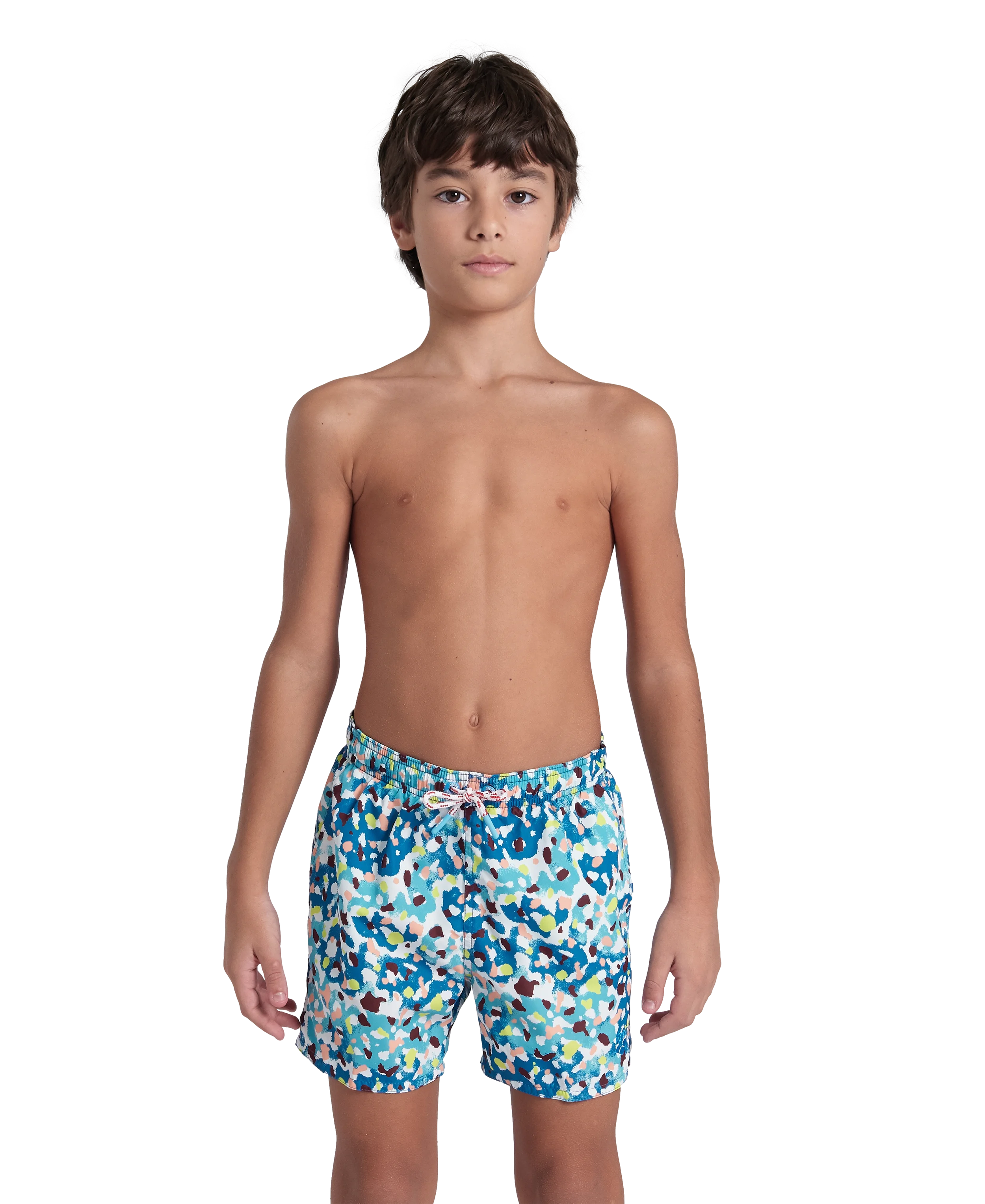 Arena Boys Junior Beach Swimwear Boxer Multi Water Prints All Over Length 32cm