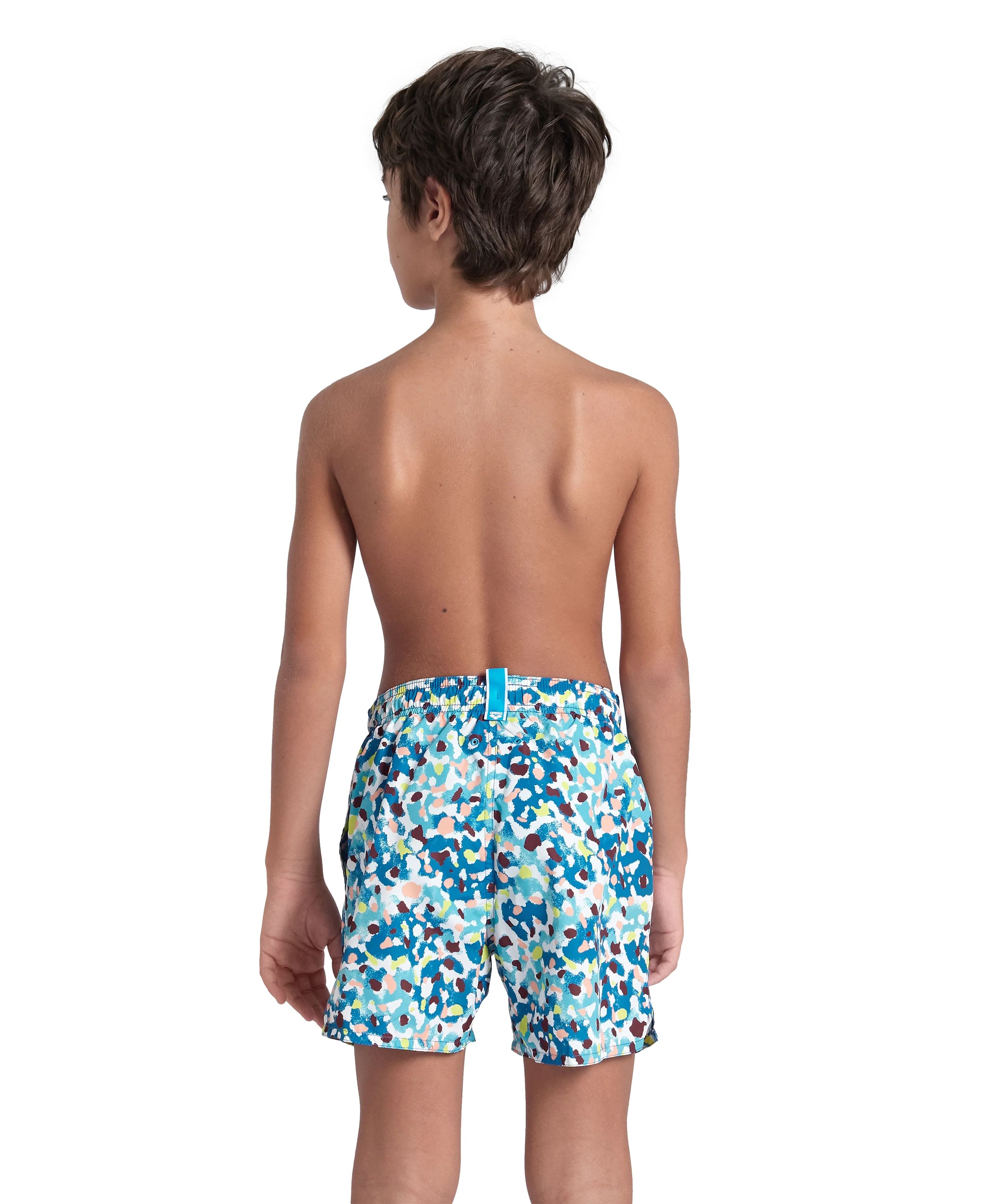 Arena Boys Junior Beach Swimwear Boxer Multi Water Prints All Over Length 32cm
