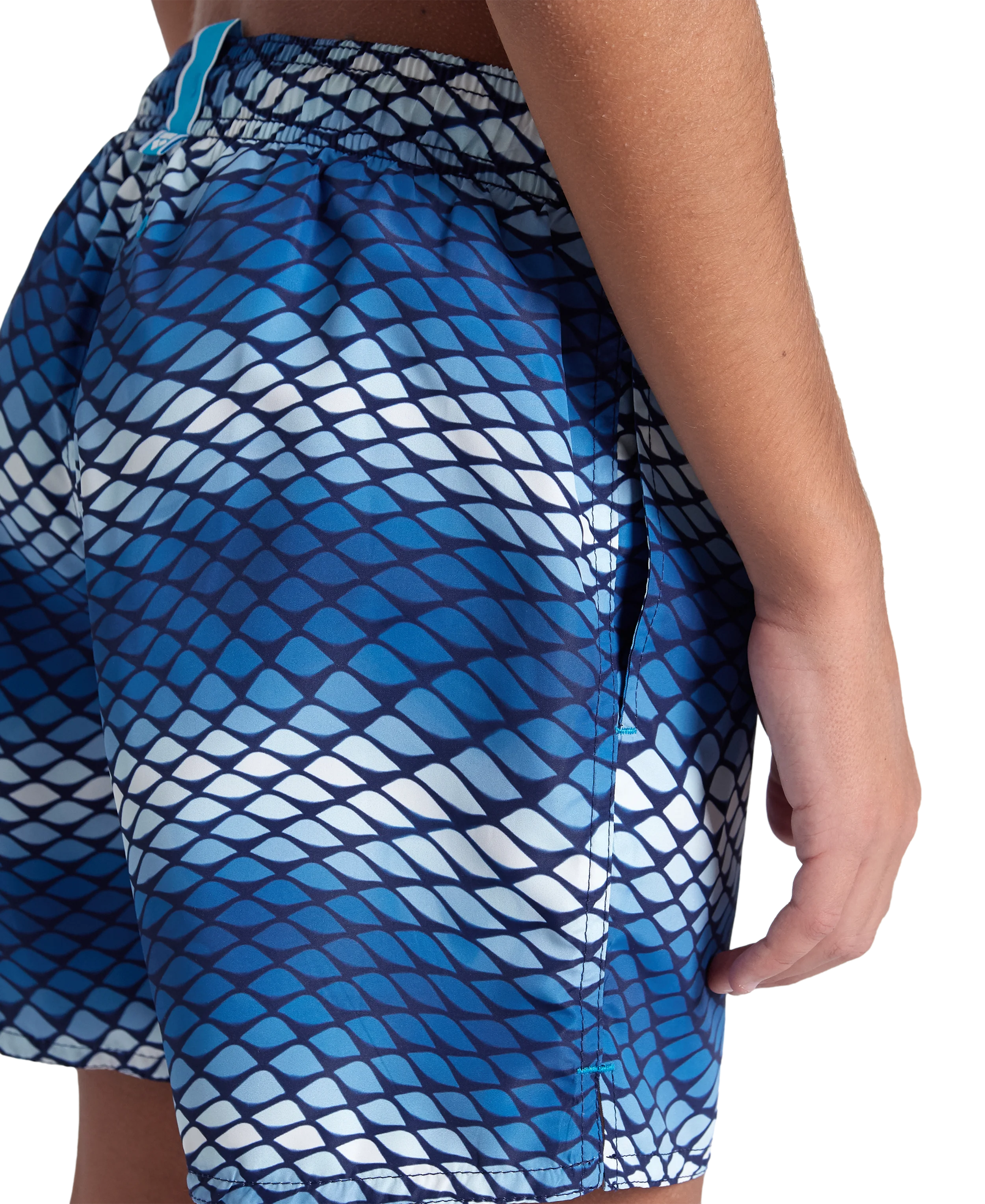 Arena Boys Junior Beach Swimwear Boxer Multi Water Prints All Over Length 32cm