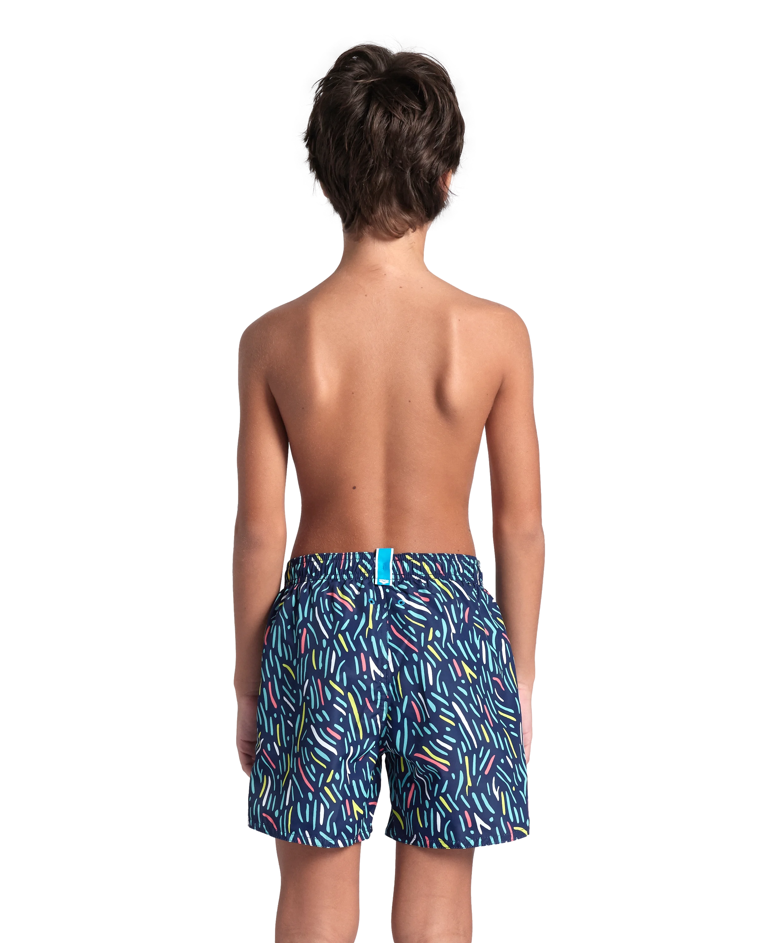 Arena Boys Junior Beach Swimwear Boxer Multi Water Prints All Over Length 32cm