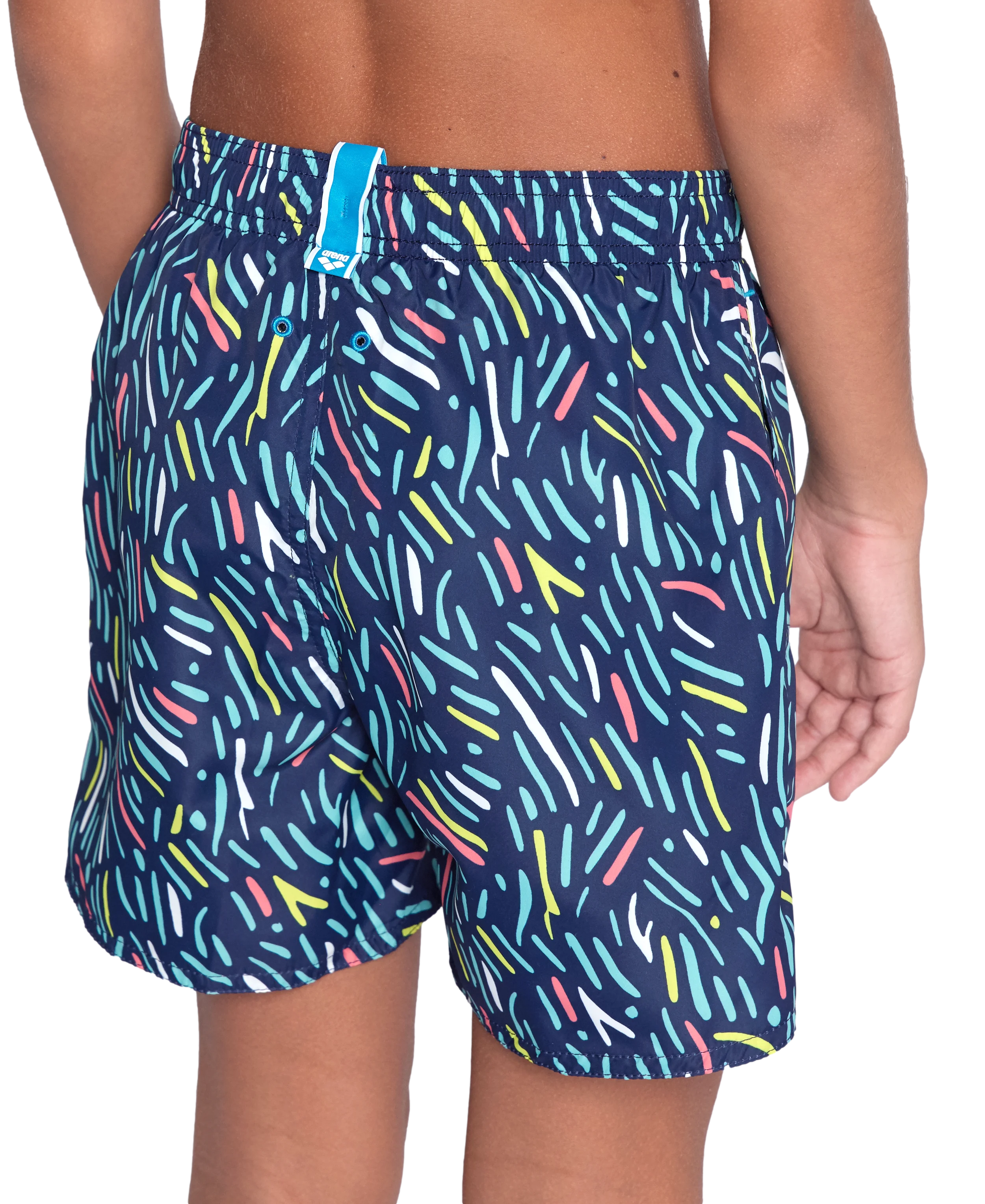 Arena Boys Junior Beach Swimwear Boxer Multi Water Prints All Over Length 32cm