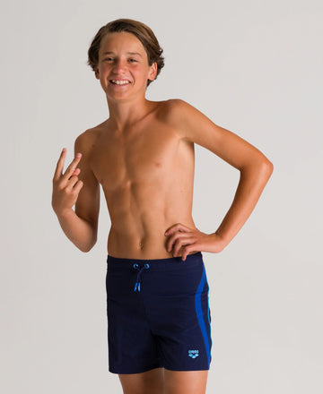 Arena Boys Beachwear Swim Boxers Sideway Navy Royal Turquoise 32cm
