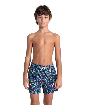 Arena Boys Junior Beach Swimwear Boxer Water Prints All Over Blue Lake Multi Length 32cm