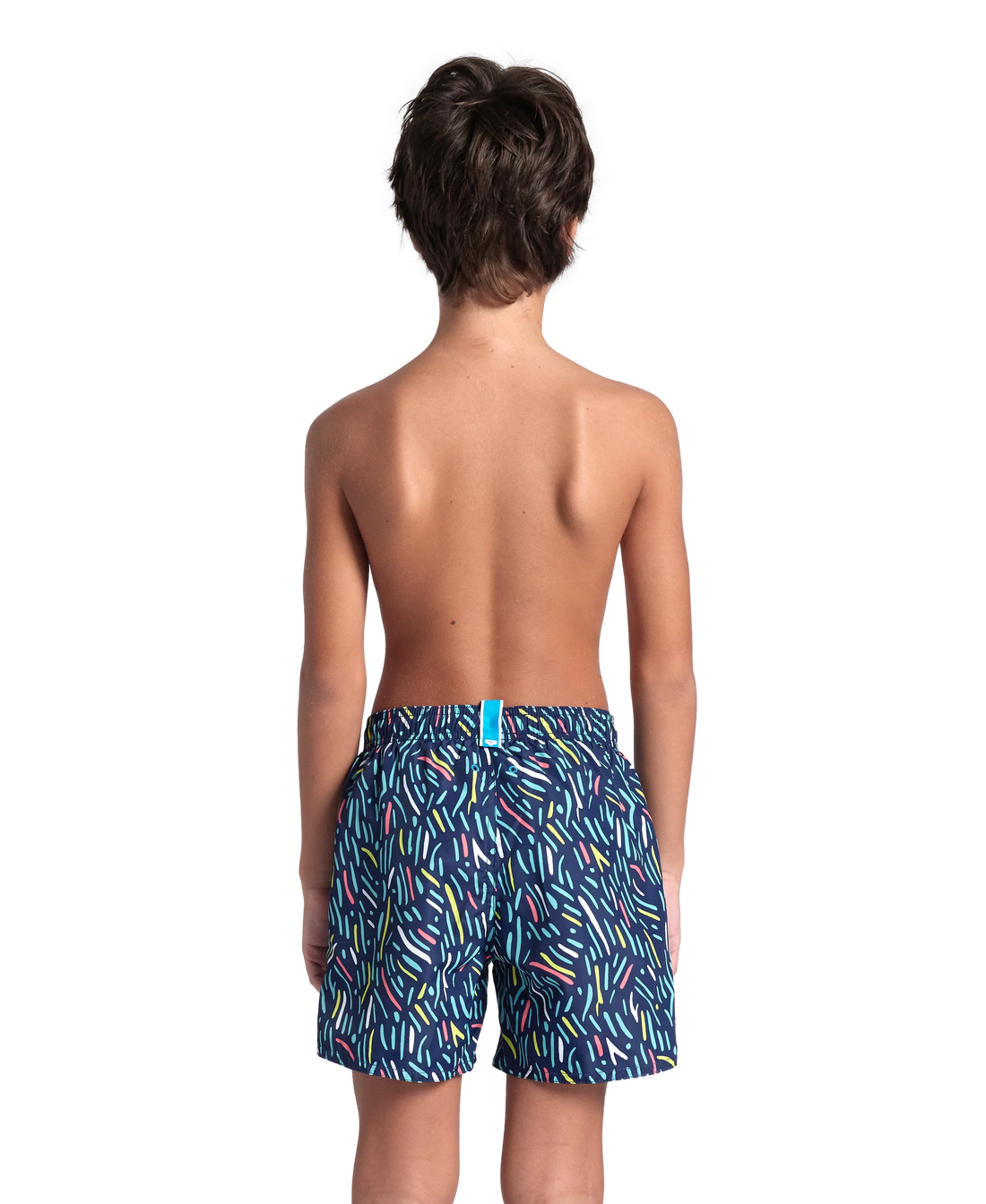 Arena Boys Junior Beach Swimwear Boxer Water Prints All Over Blue Lake Multi Length 32cm