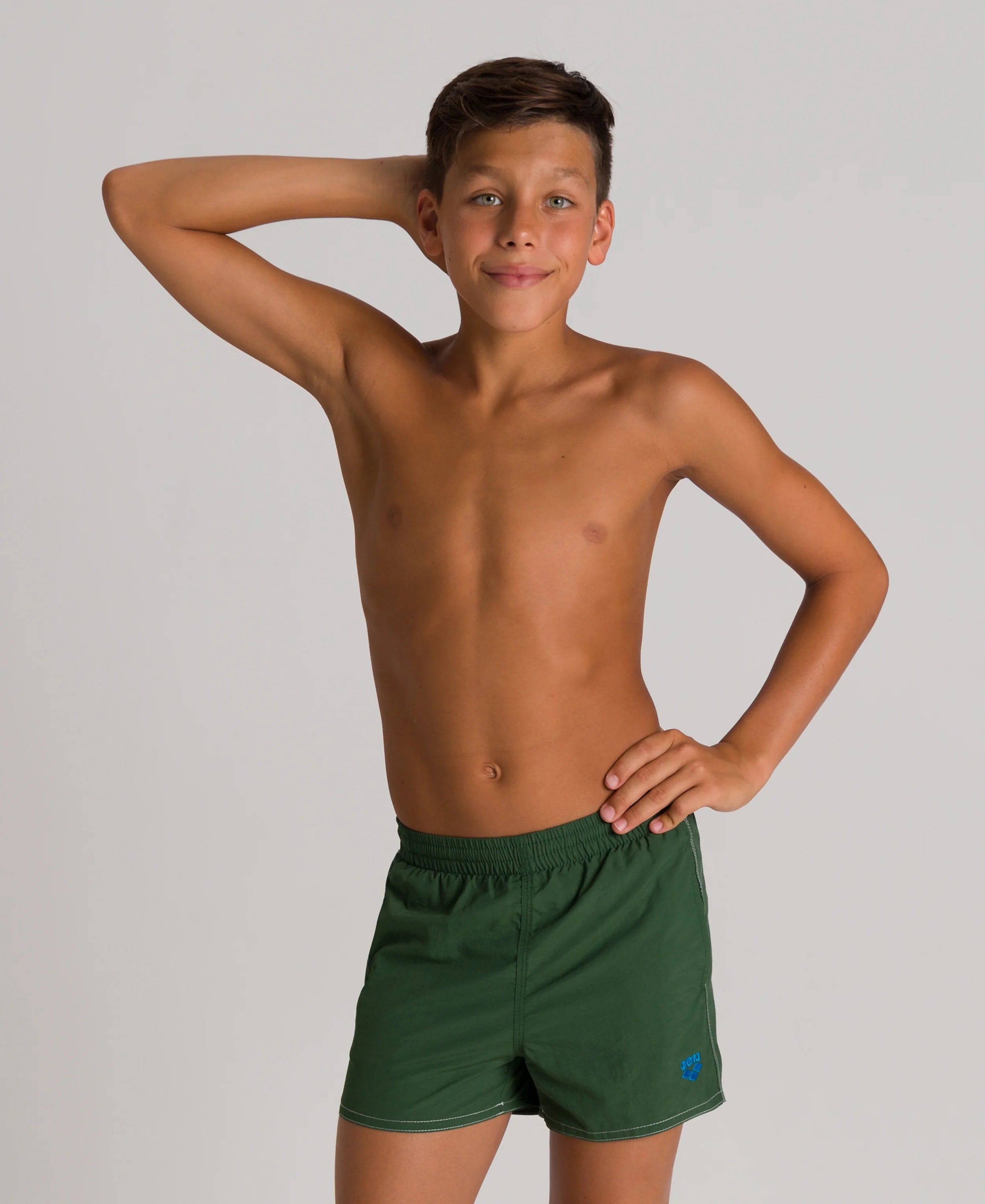 Arena Boys Beachwear Swim Boxers Bywayx Youth Wood Green Turquoise White 32cm