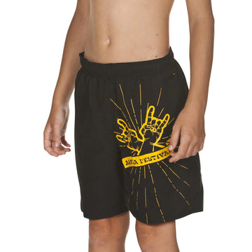 Arena Boys Beachwear Swim Bermudas Festival Black Lily Yellow 42cm