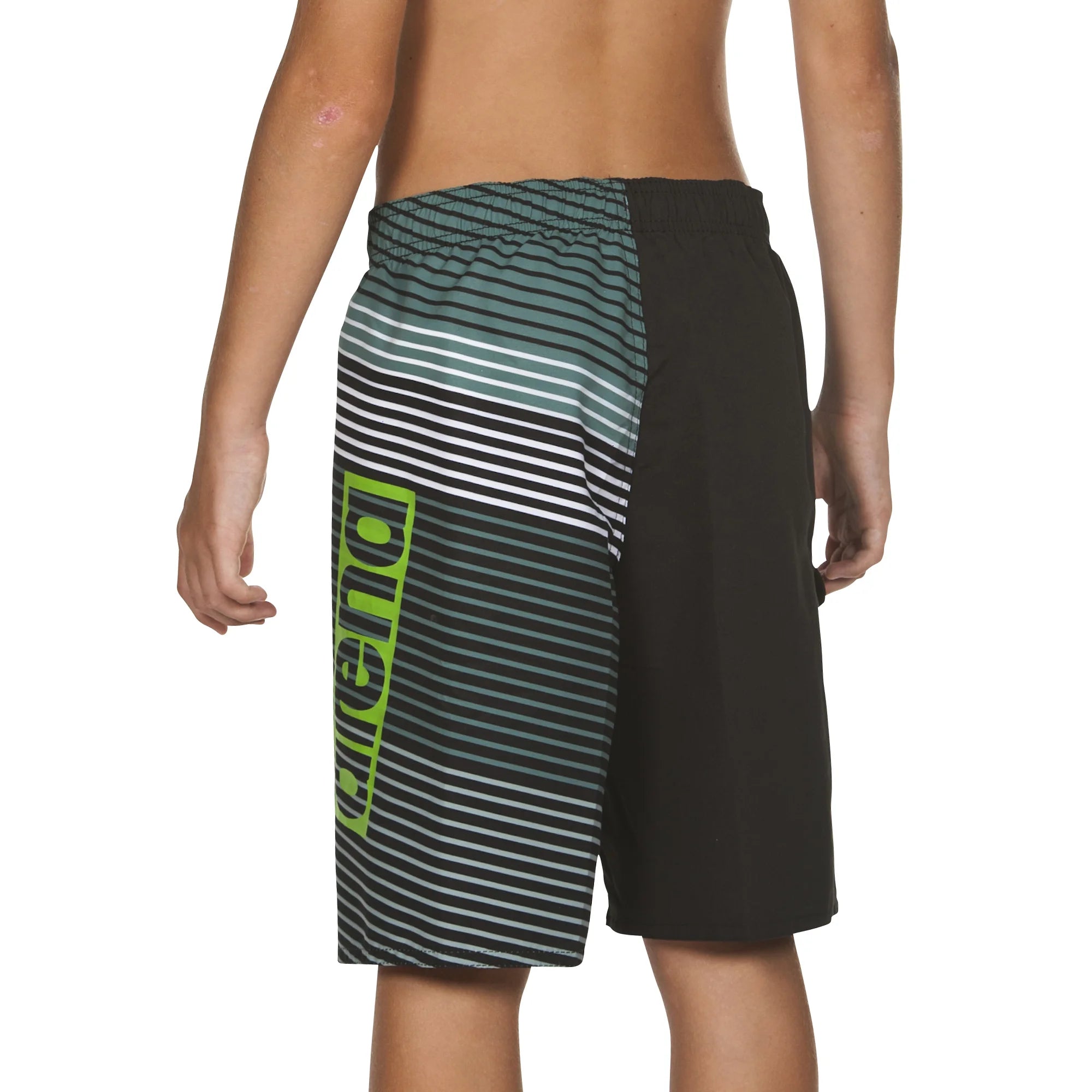 Arena Boys Junior Beach Swimwear Long Bermuda Stripes Black Length 32cm