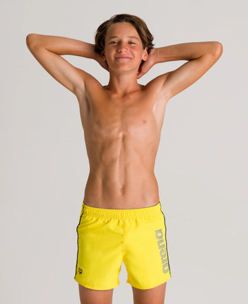 Arena Boys Beach Swim Shorts Bluebay Yellow Star Navy 32cm