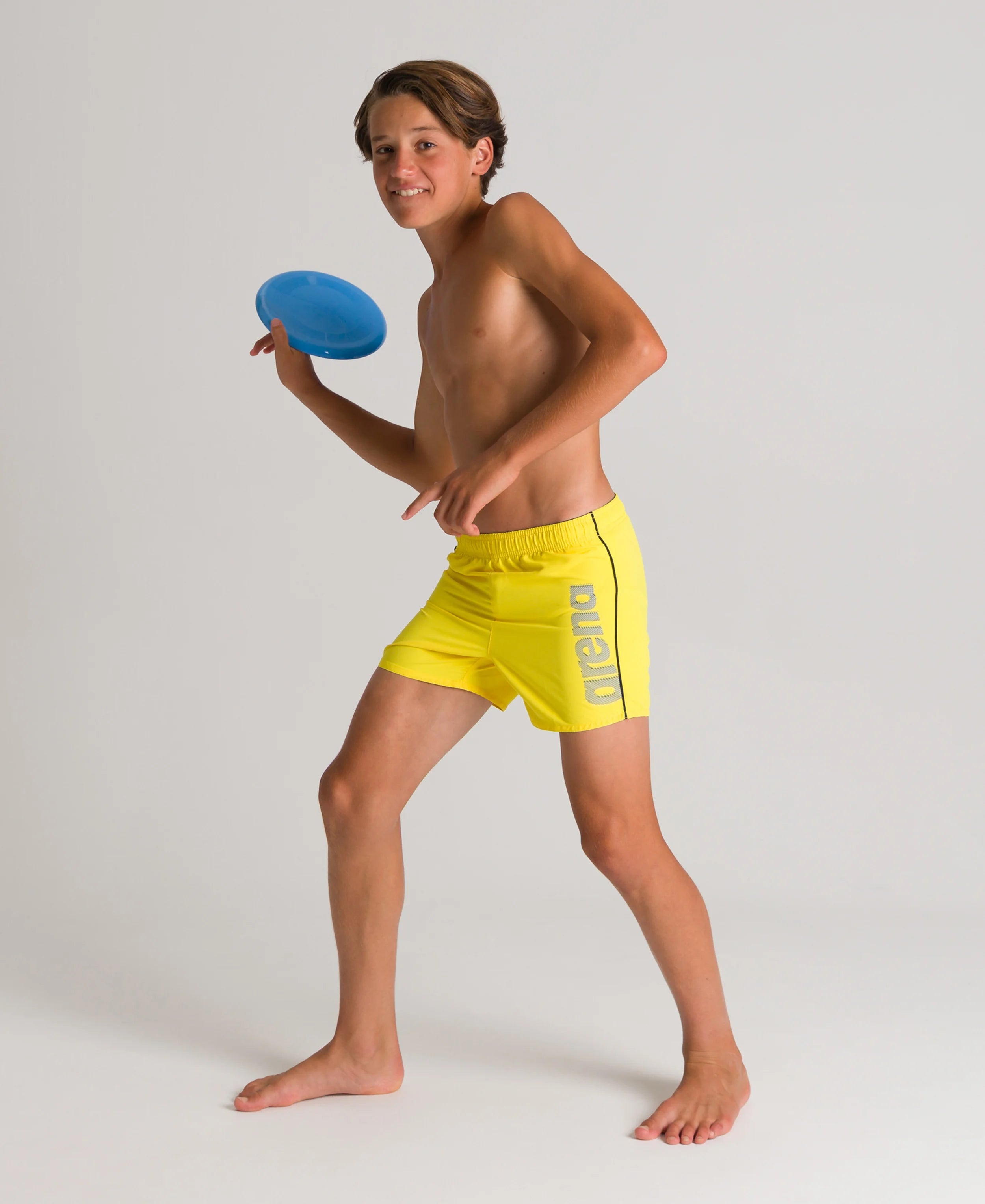 Arena Boys Beach Swim Shorts Bluebay Yellow Star Navy 32cm
