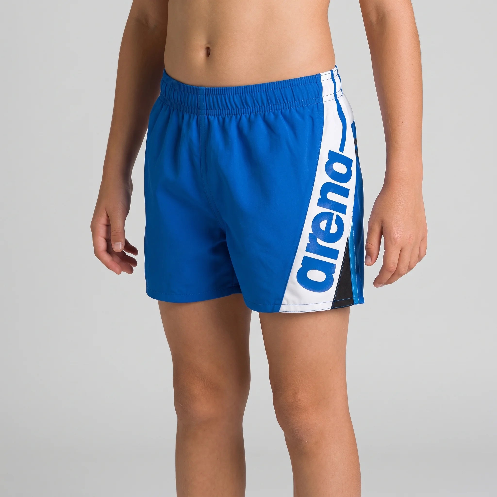 Arena Boys Beach Swim Shorts Fundamentals Print Pix Blue White Black 32cm