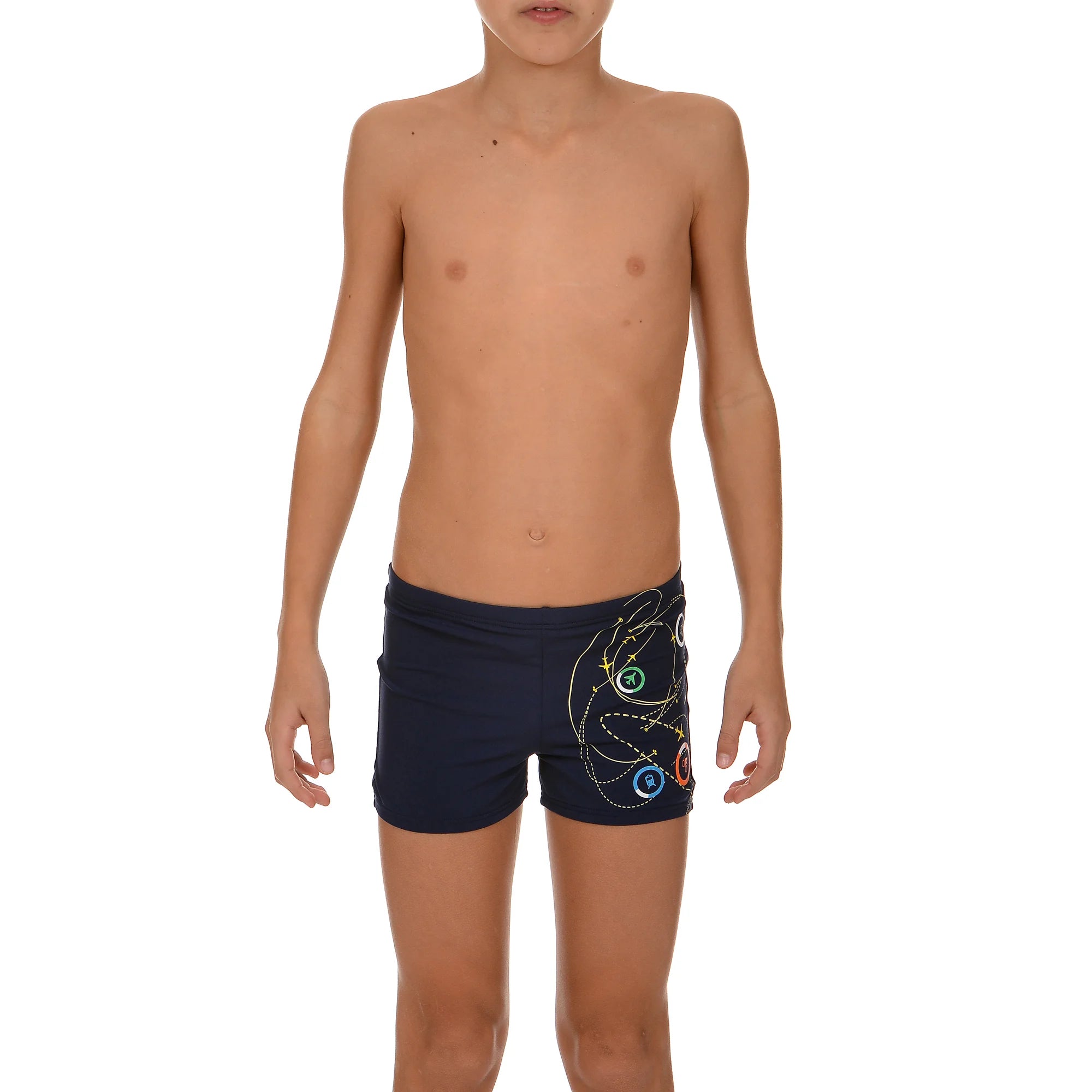 Arena Boys Training Swim Shorts Jumping Navy Turquoise