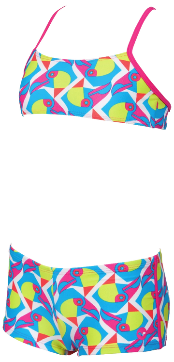 Arena Girls Beachwear Two Piece Little Toucan Top White Fresia Rose