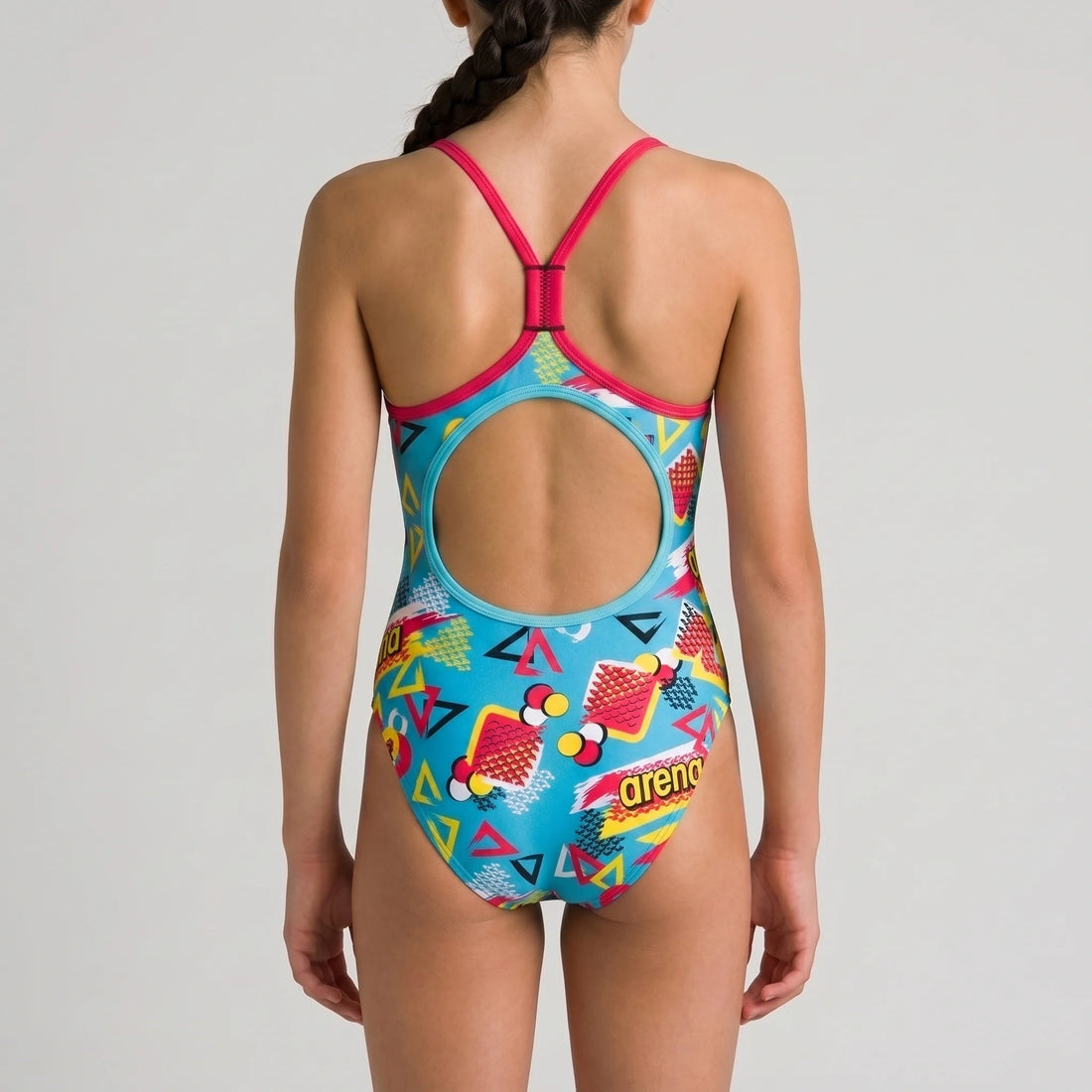 Arena Girls One Piece Training Swimwear Lightdrop Back Candy