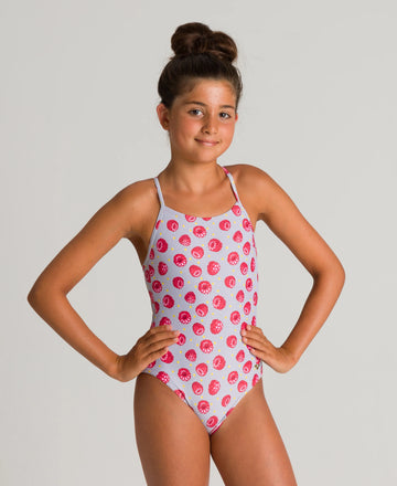 Arena Girls One Piece Training Swimwear Lightdrop Back Tropical Summer