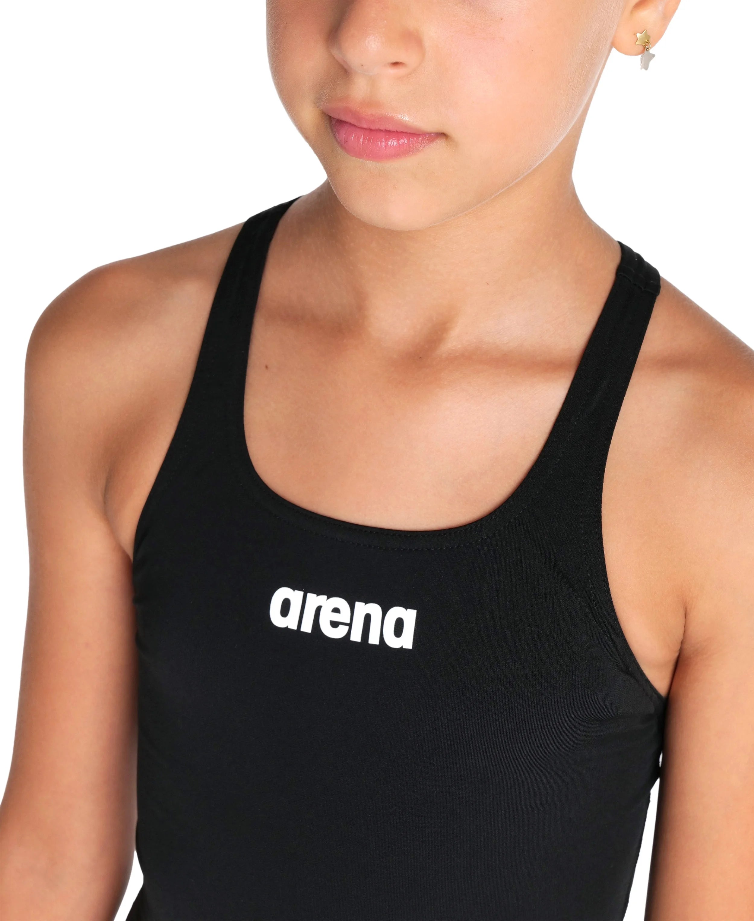 Arena Girls One Piece Training Swimwear Swim Pro Back Solid Black