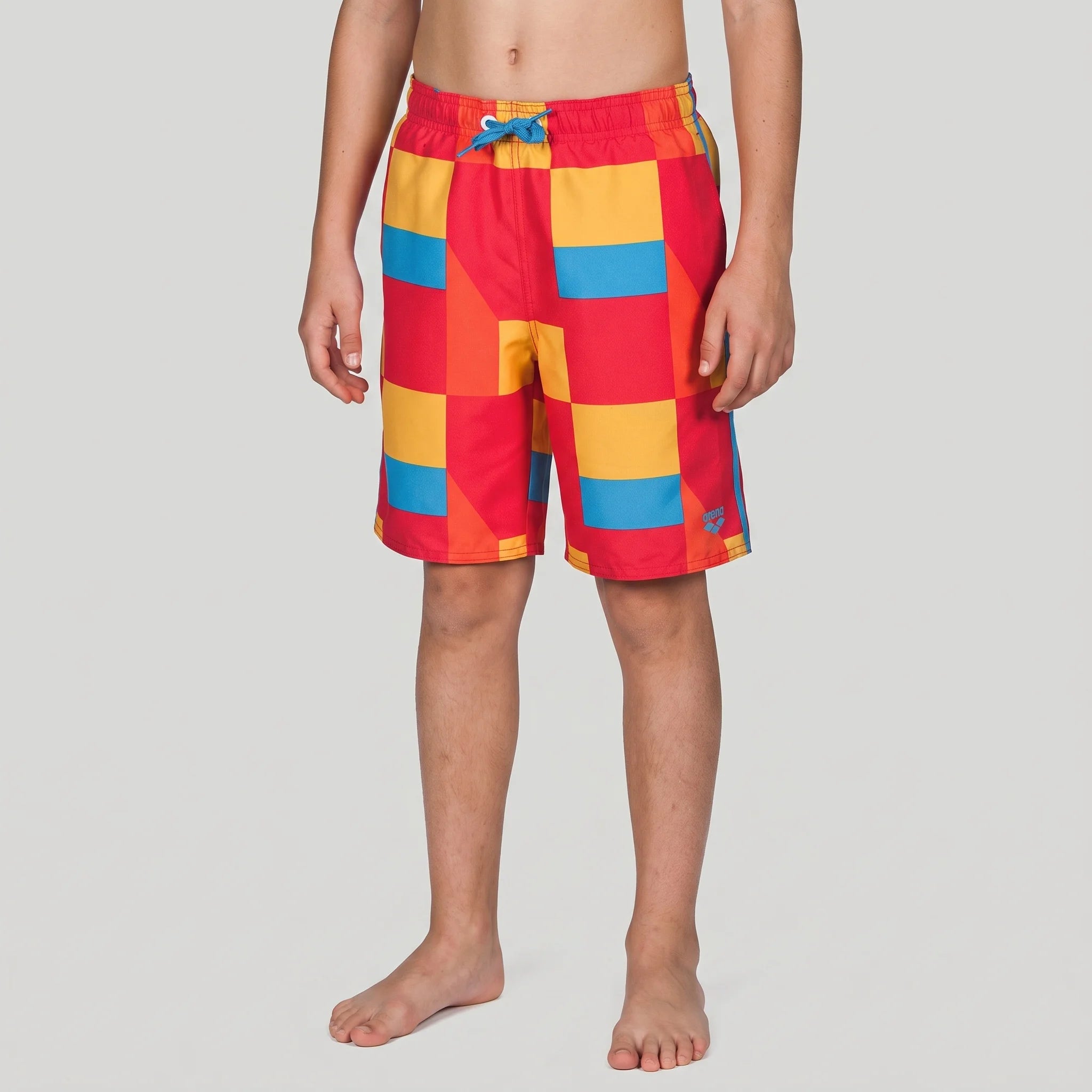 Arena Boys Beachwear Swim Bermudas Geometrical Red Turquoise 42cm