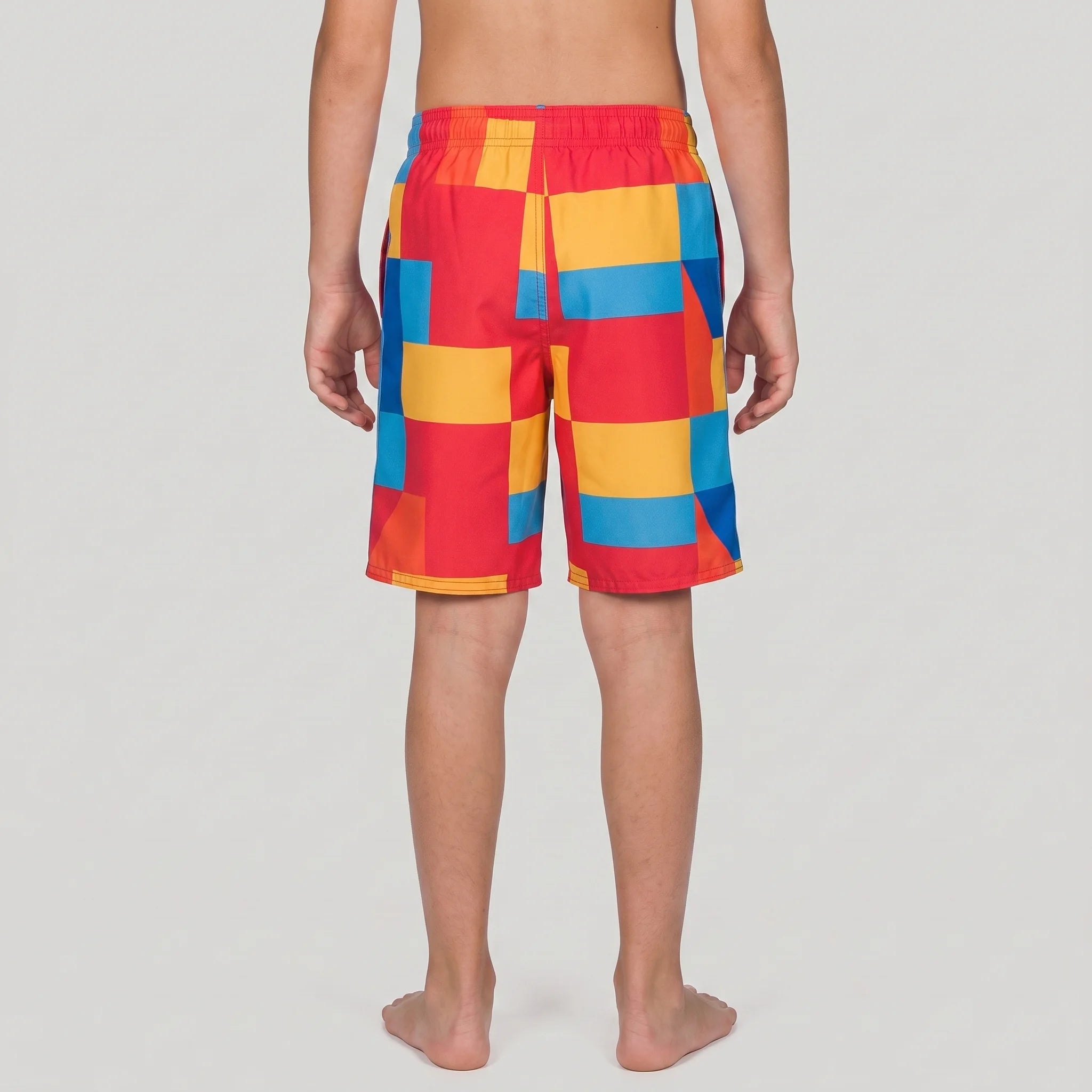 Arena Junior Beach Swimwear Long Bermuda Geometrical Red Turquoise Length 42cm