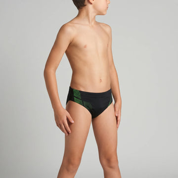 Arena Boys Training Swim Briefs Shadow Black Leaf