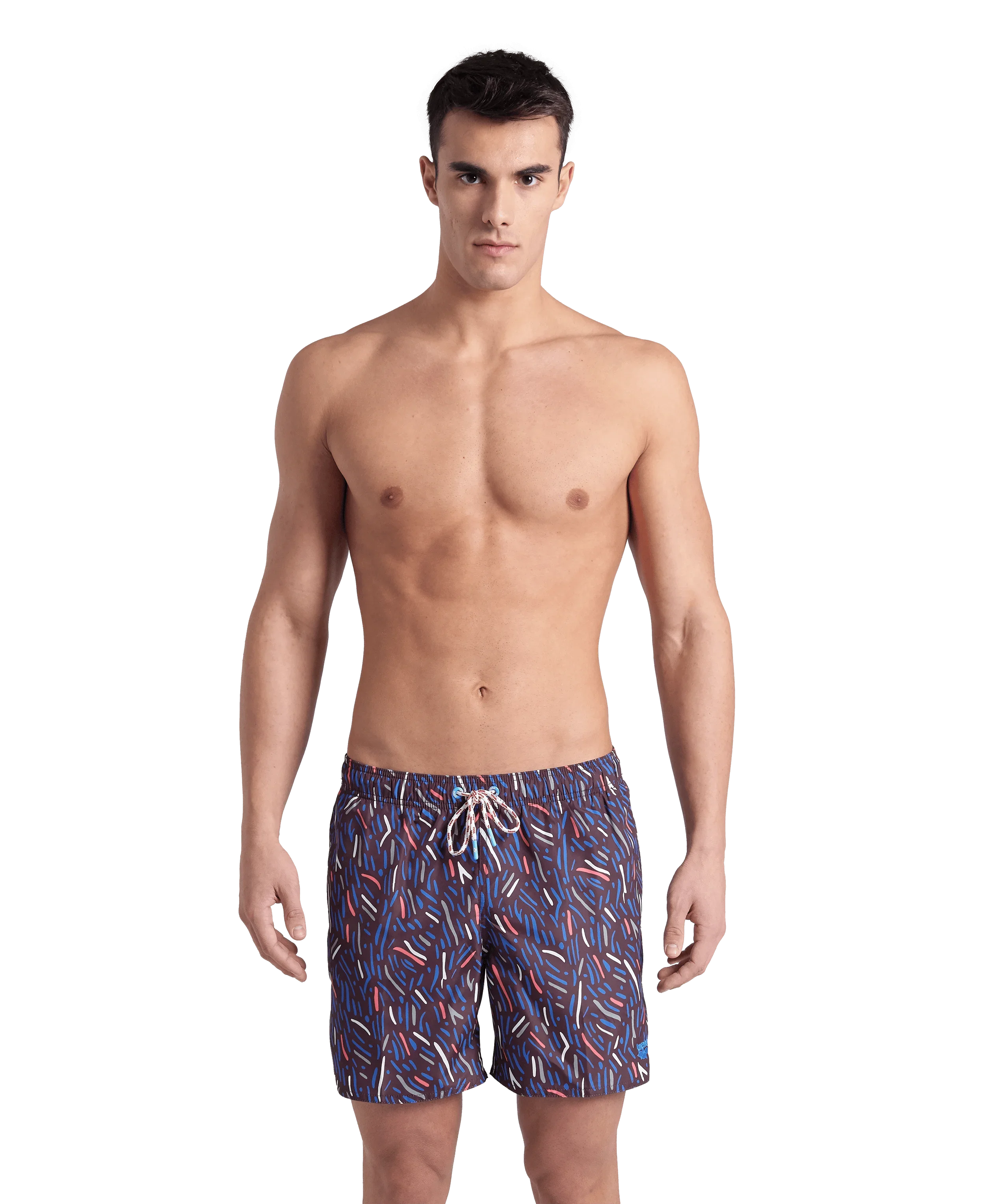 Arena Men Beach Swimwear All Over Water Prints Boxer Sepia Multi Length 41.5cm Last Pieces