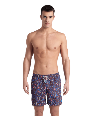 Arena Men Beach Swimwear All Over Water Prints Boxer Sepia Multi Length 41.5cm Last Pieces