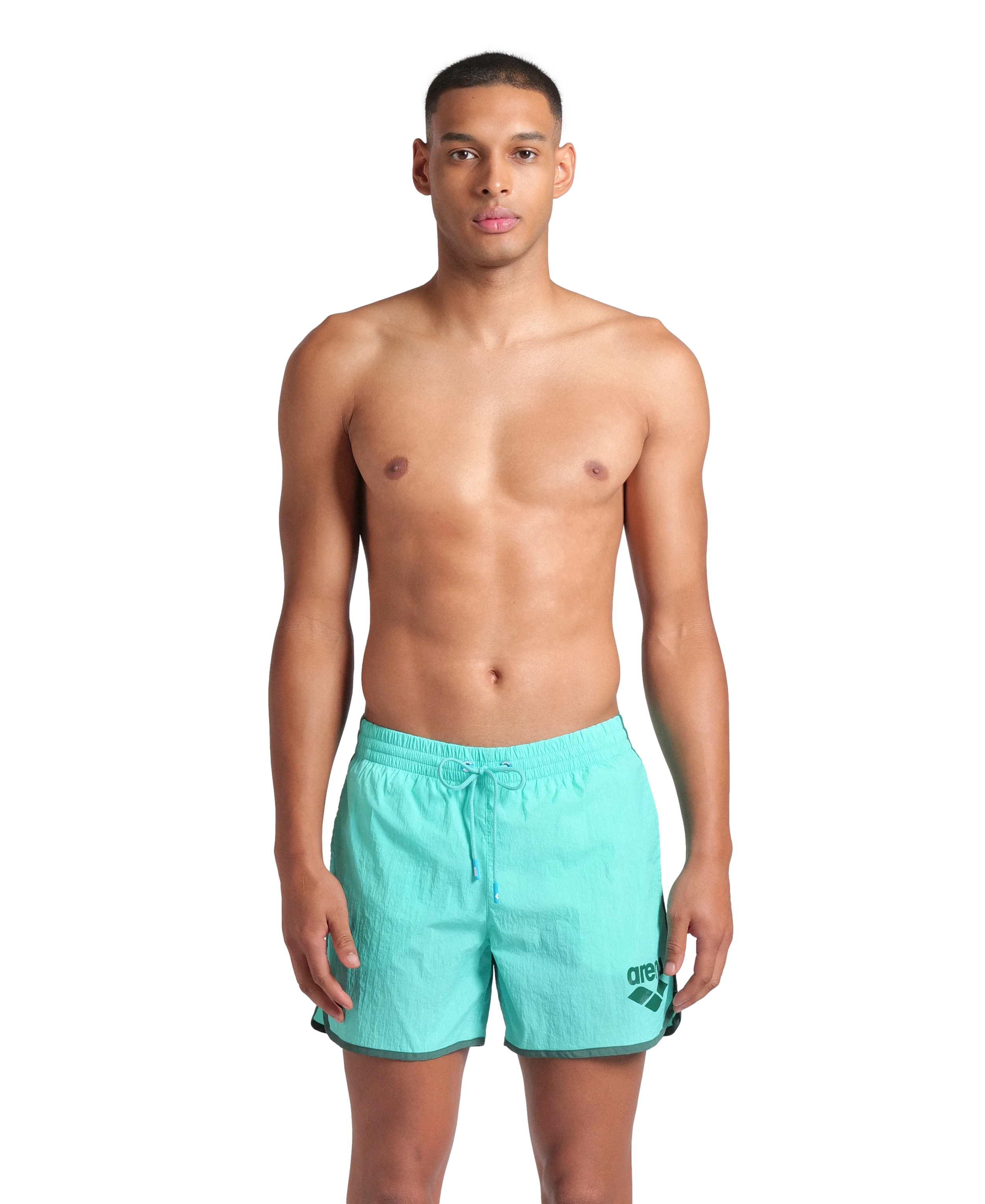 Arena Men Beach Swimwear Big Logo Borders Short Length 36.5cm