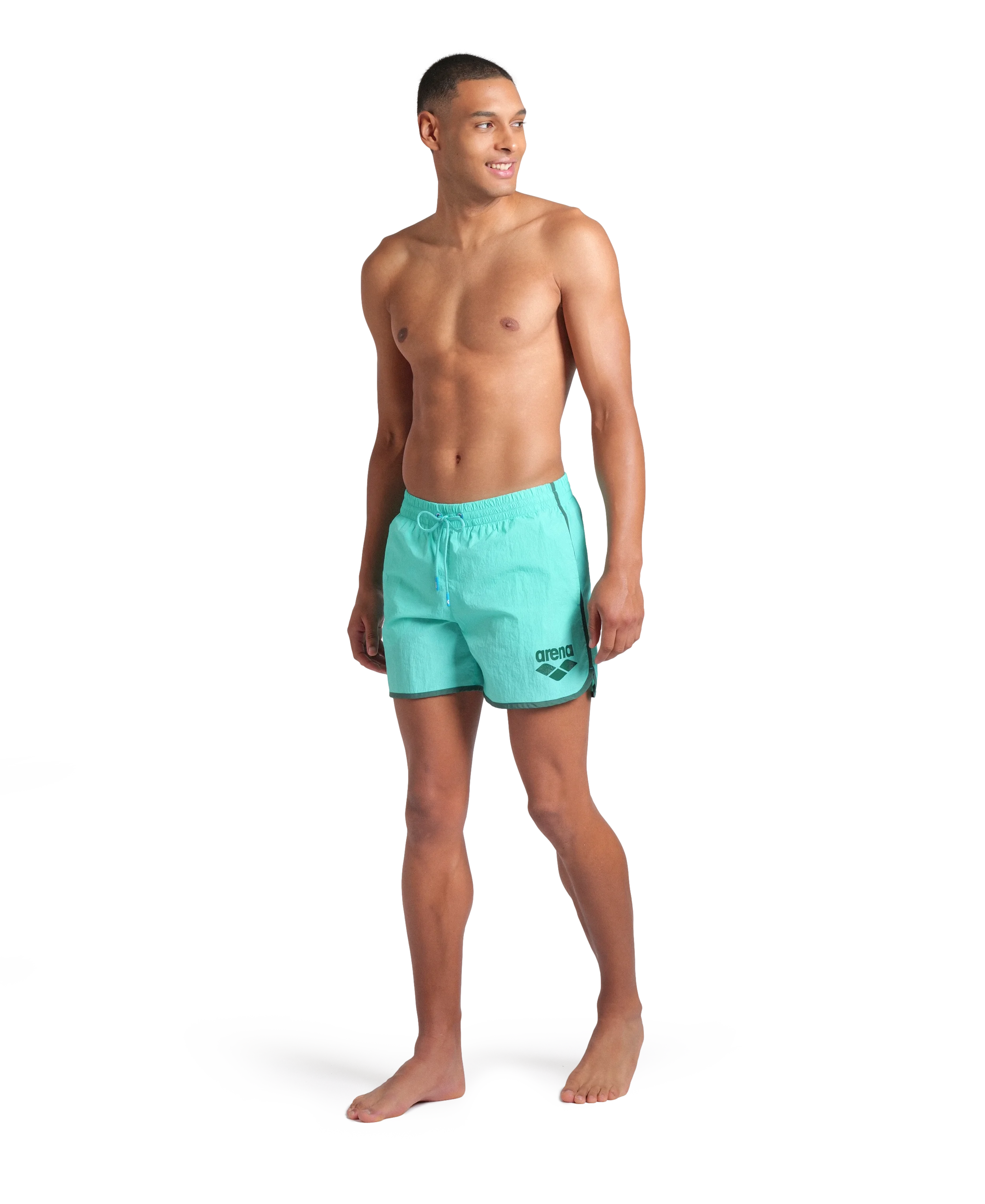 Arena Men Beach Swimwear Big Logo Borders Short Length 36.5cm