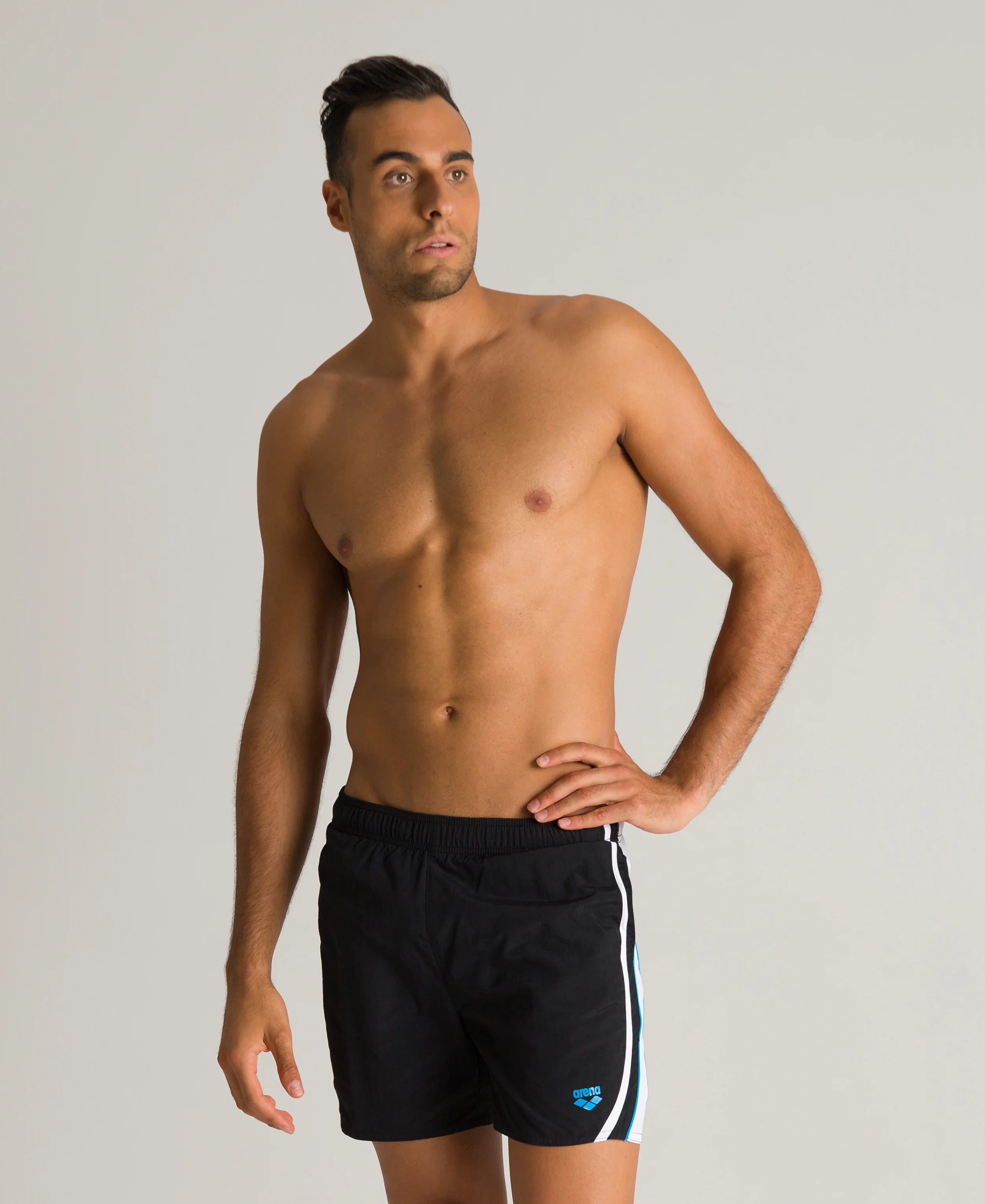 Arena Men Beachwear Swim Boxers Boracay Black White Turquoise 41.5cm