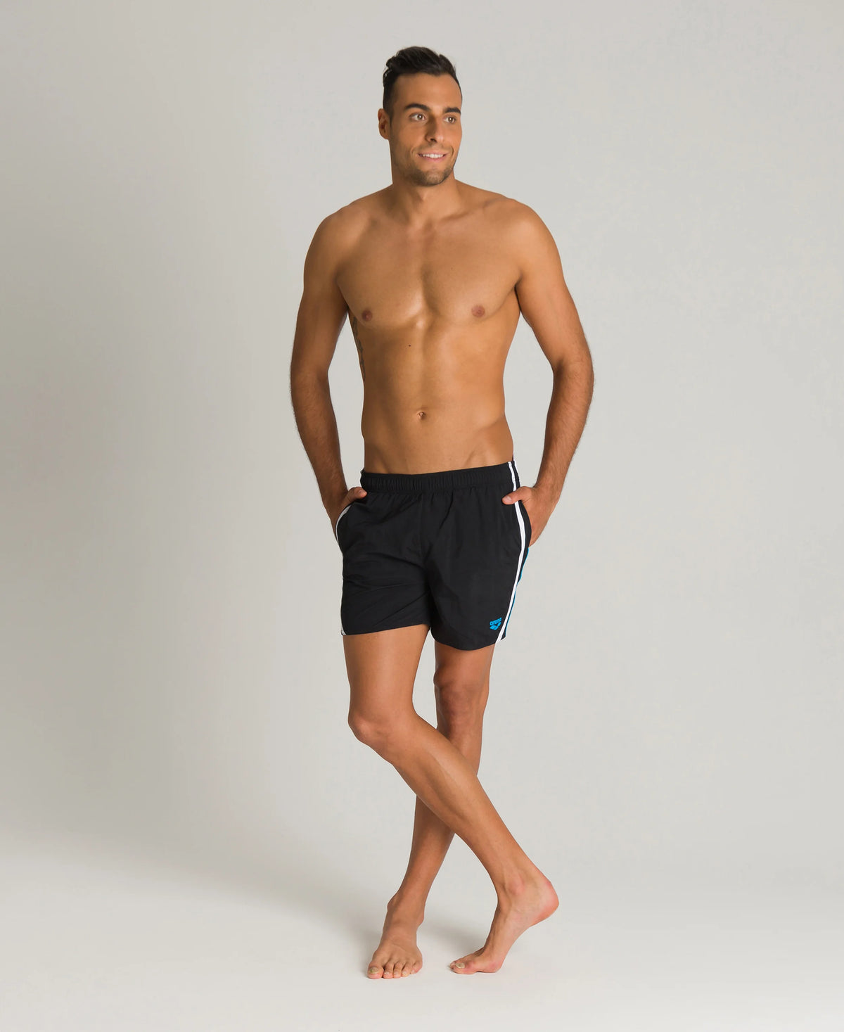 Arena Men Beachwear Swim Boxers Boracay Black White Turquoise 41.5cm