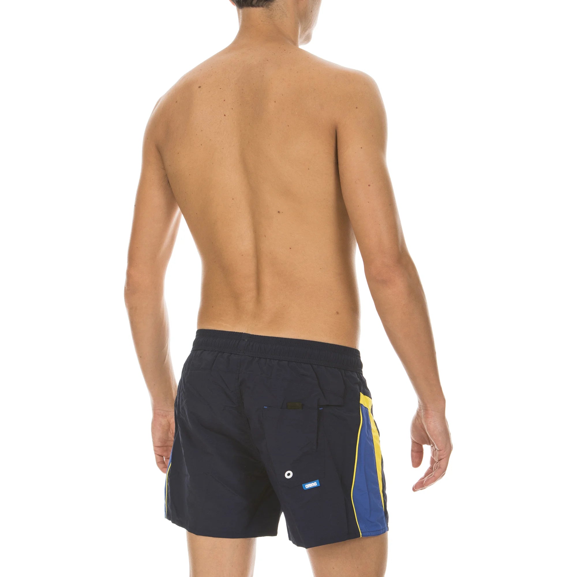 Arena Men Beach Swim X-Shorts Fundamentals Panels Navy Royal Yellow Star 32cm