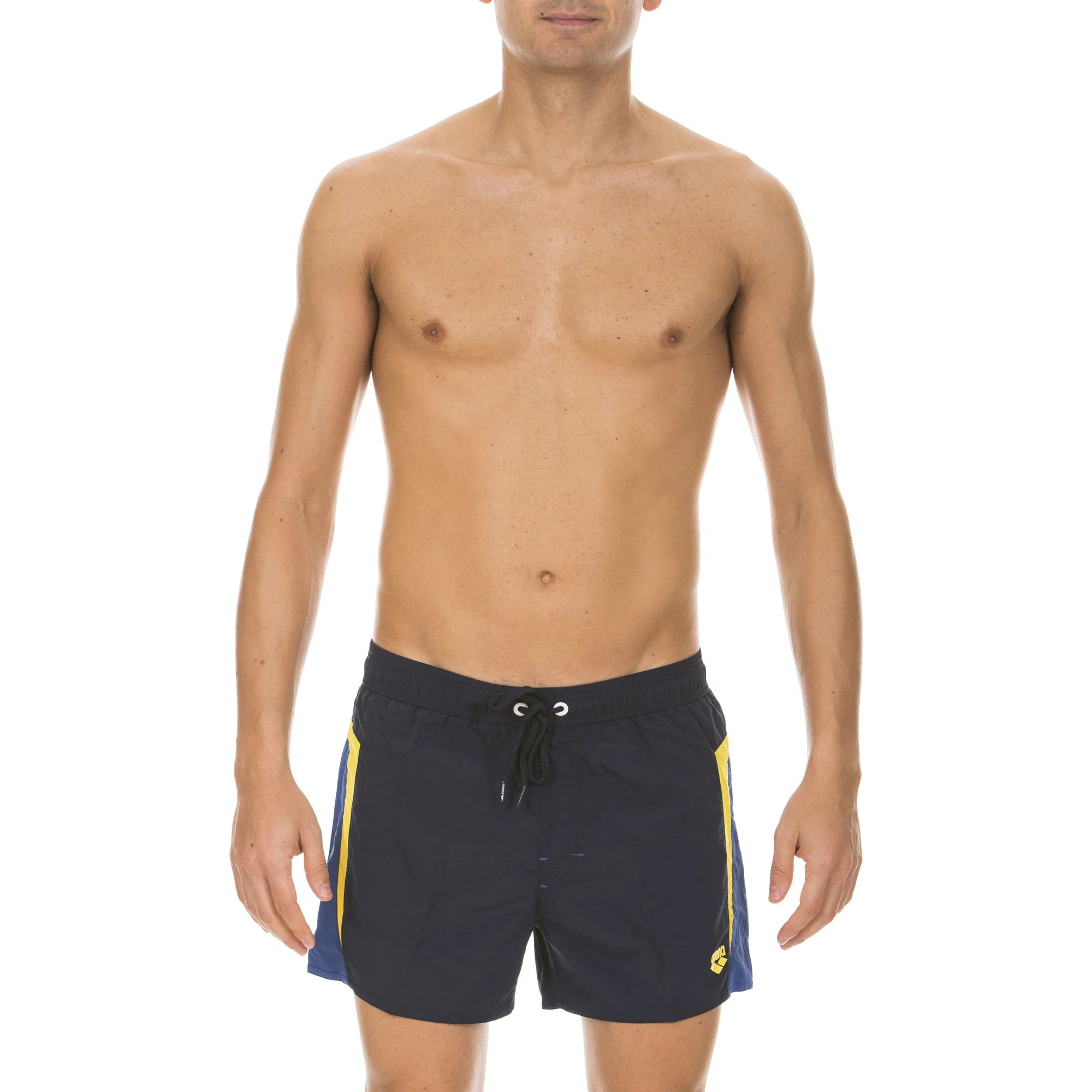 Arena Men Beach Swim X-Shorts Fundamentals Panels Navy Royal Yellow Star 32cm